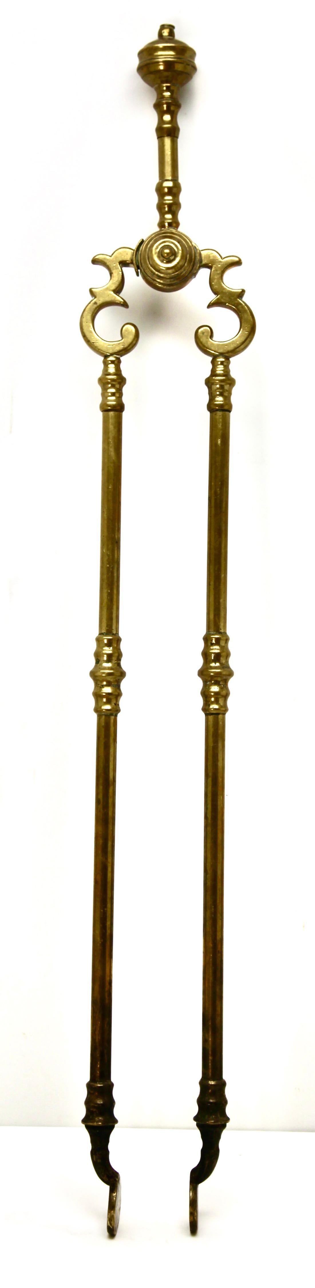 Sculptural Very Decorative Solid Brass Three-Piece Fire Tool Set, 1870s 4