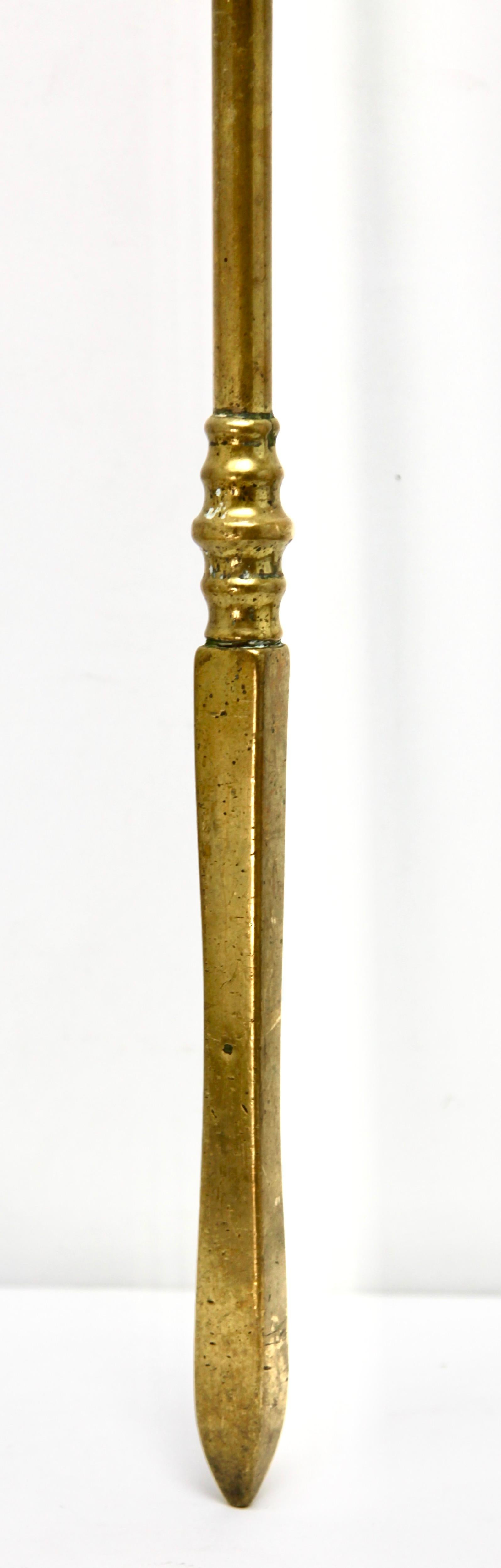 Sculptural Very Decorative Solid Brass Three-Piece Fire Tool Set, 1870s 8