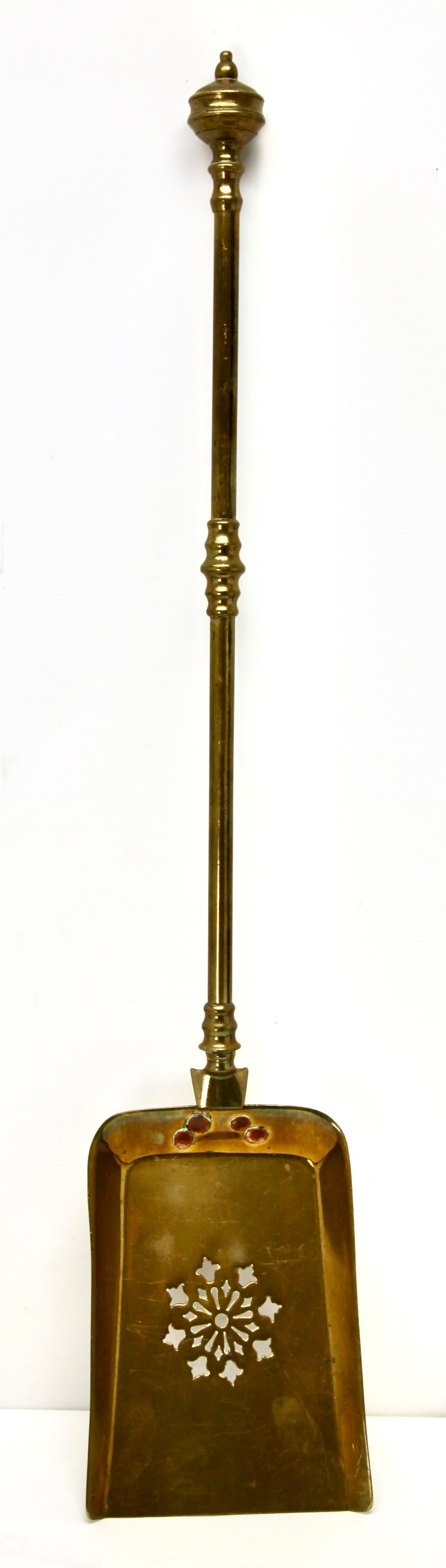 Sculptural Very Decorative Solid Brass Three-Piece Fire Tool Set, 1870s 1