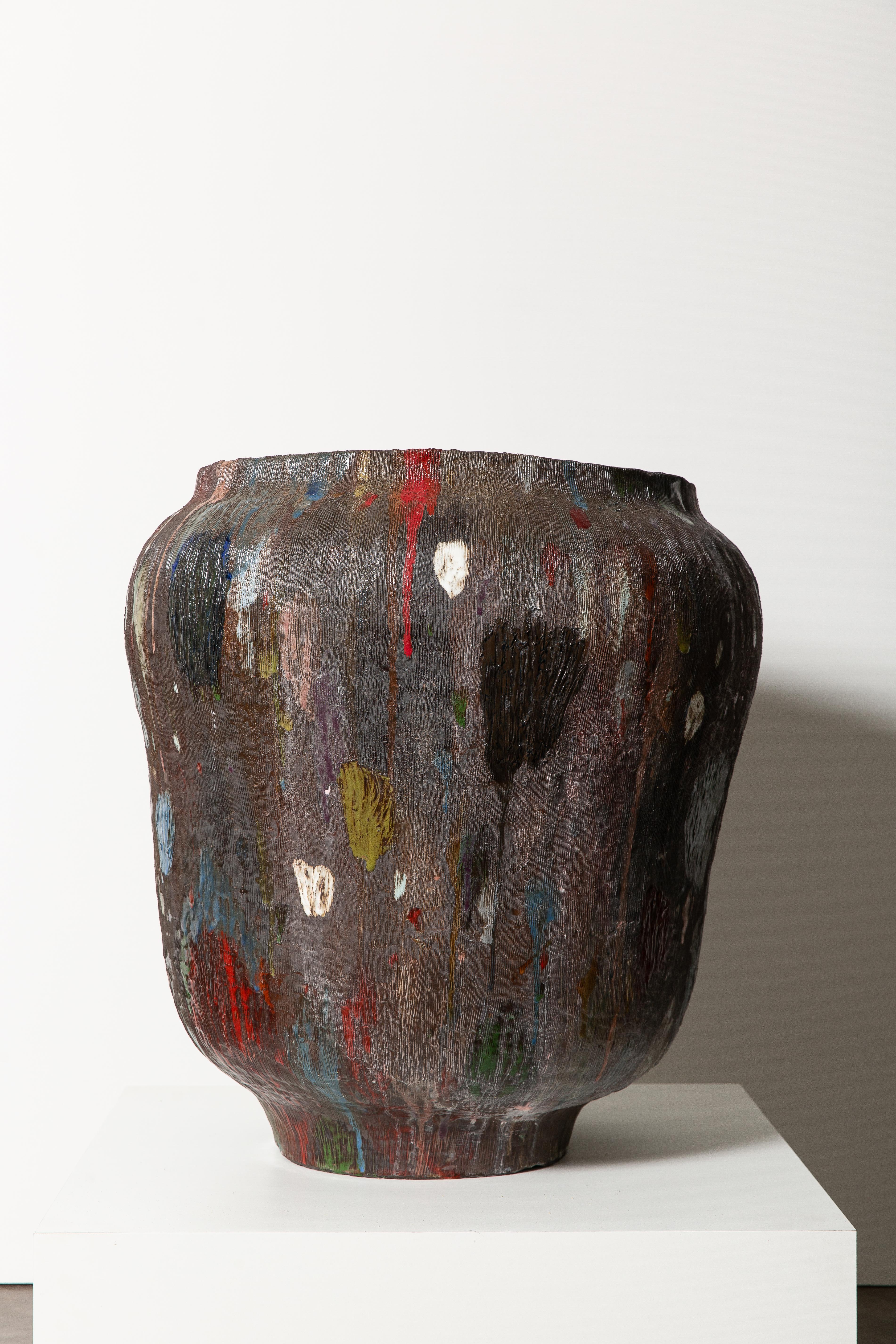 Glazed Sculptural Vessel by Jacque Faus For Sale