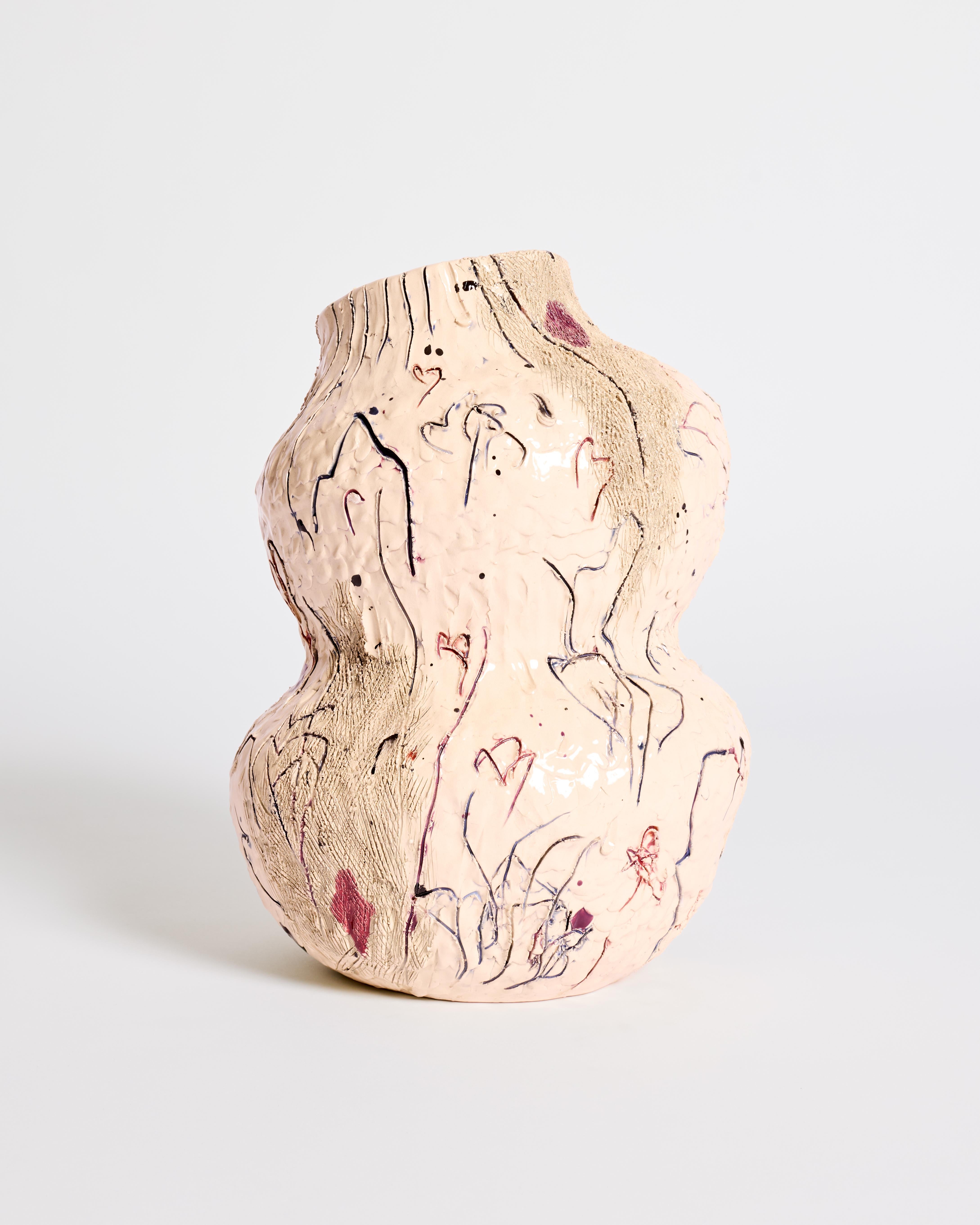 Smaltato Vaso scultoreo di Jacque Faus in vendita