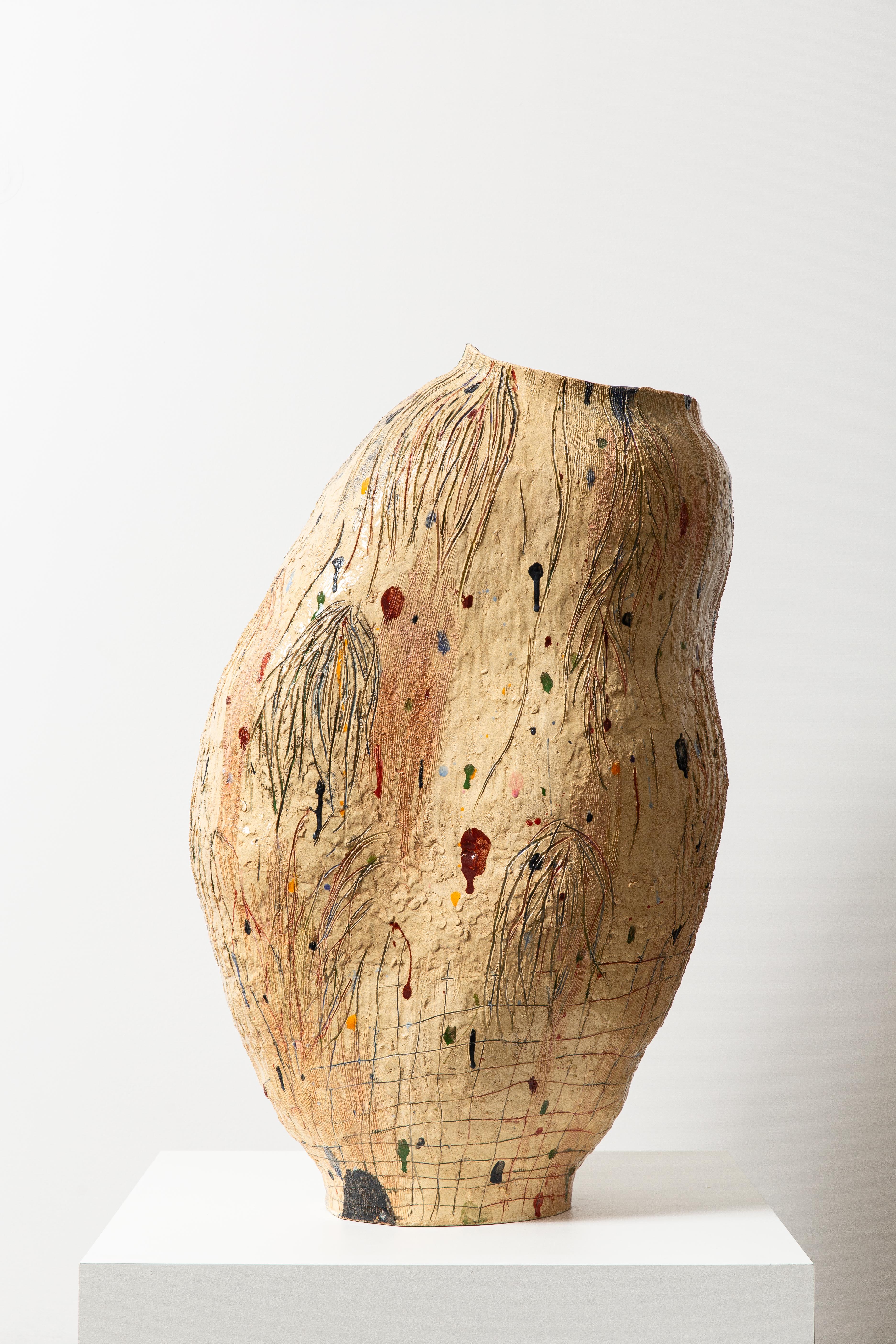 Ceramic Sculptural Vessel by Jacque Faus For Sale