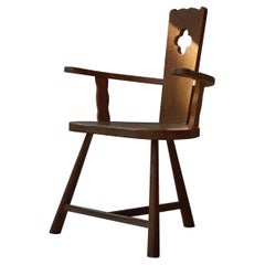 Fauteuil sculptural vintage en chêne massif, début du XXe siècle