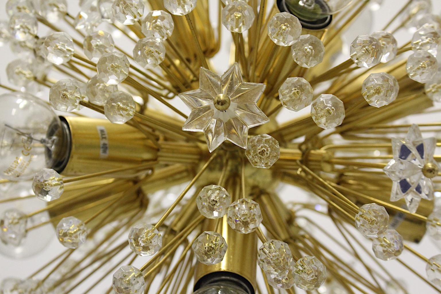 Sculptural Vintage Brass Crystal Chandelier Emil Stejnar 1955 Austria In Good Condition For Sale In Vienna, AT