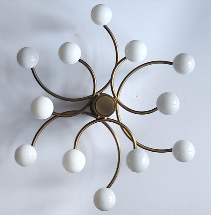 Beautiful sculptural Sciolari / Leola style ceiling or wall flush mount by Helestra,
Germany, 1970s.