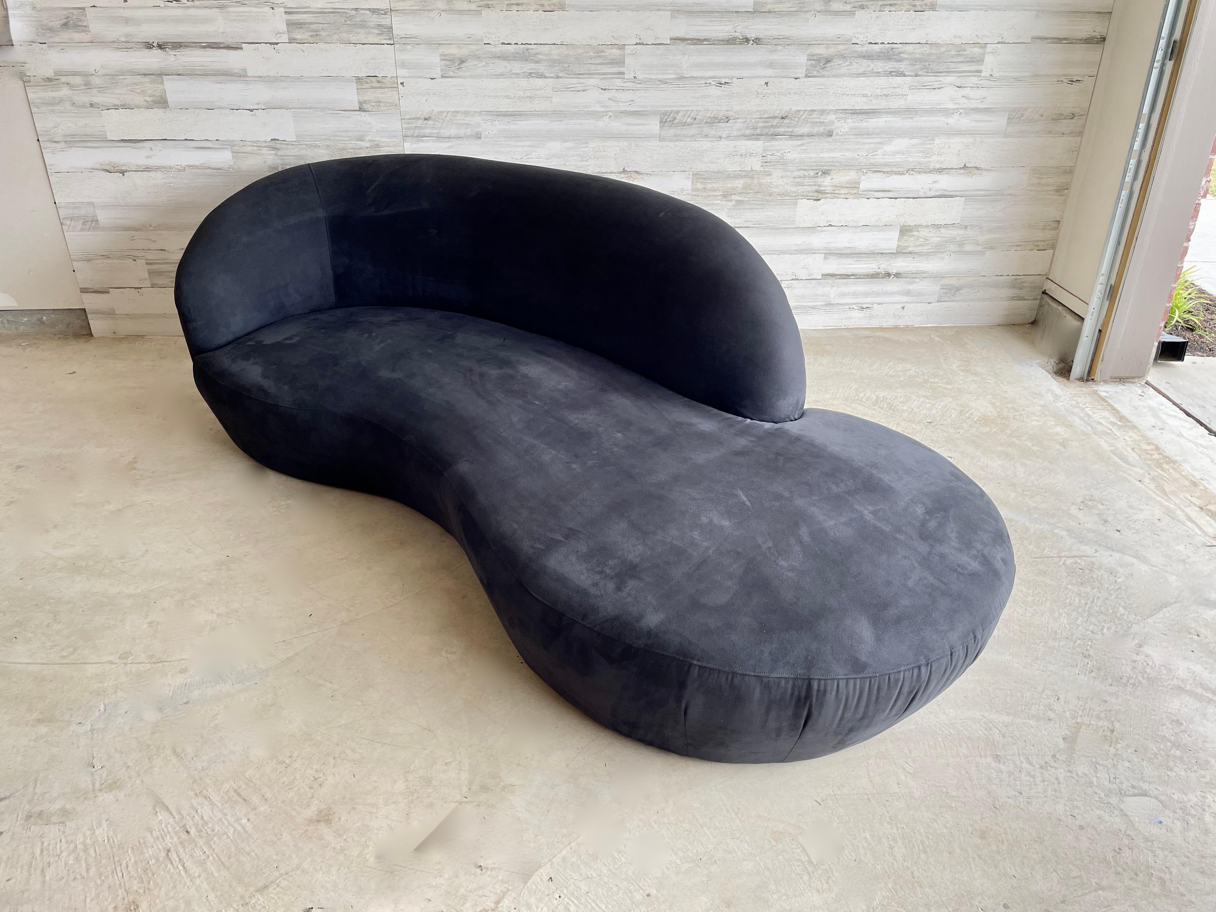 Cloud freeform sofa in black microfiber fabric.
