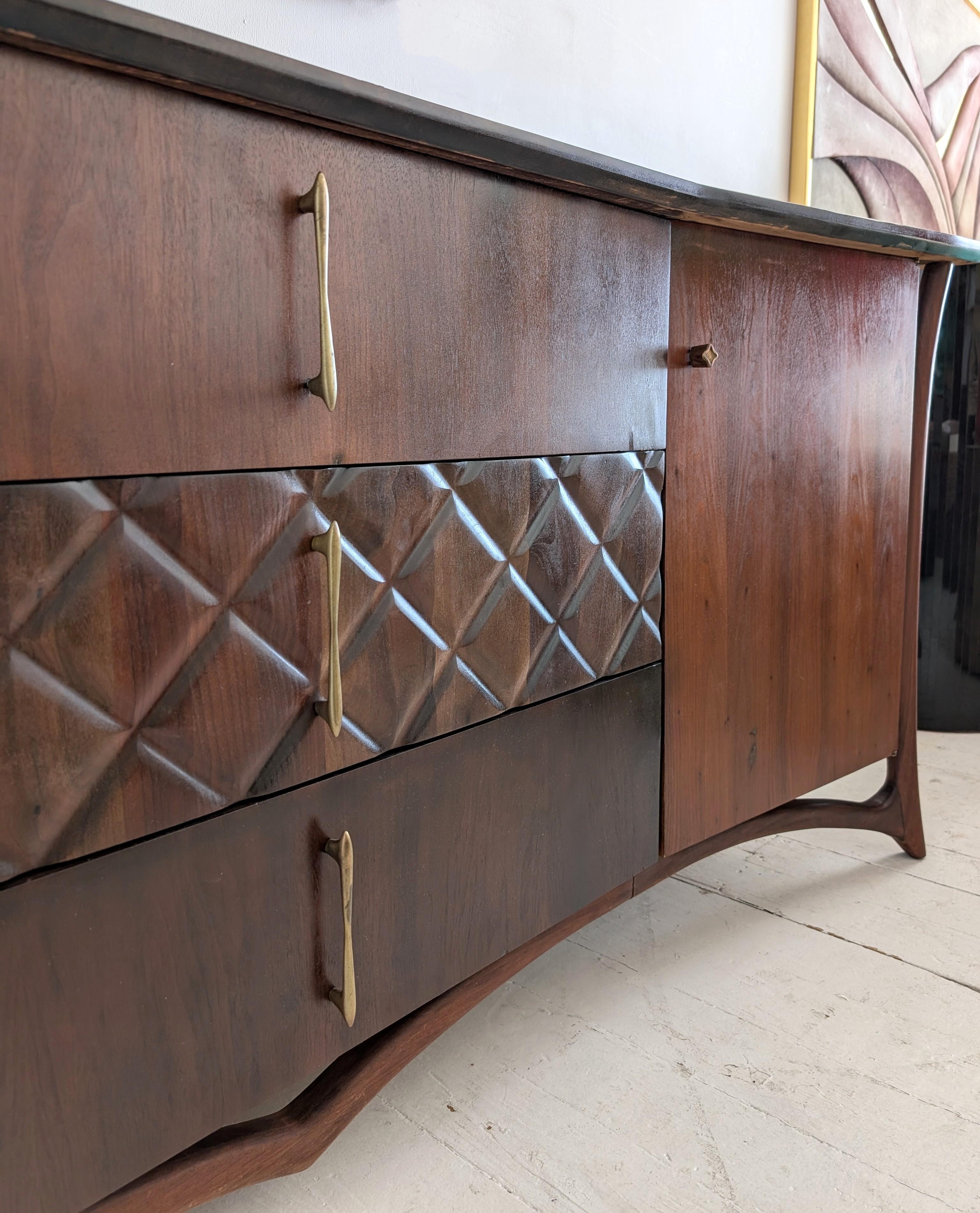 Sculptural vintage Danish midcentury walnut sideboard by Piet Hein, 1960s For Sale 4