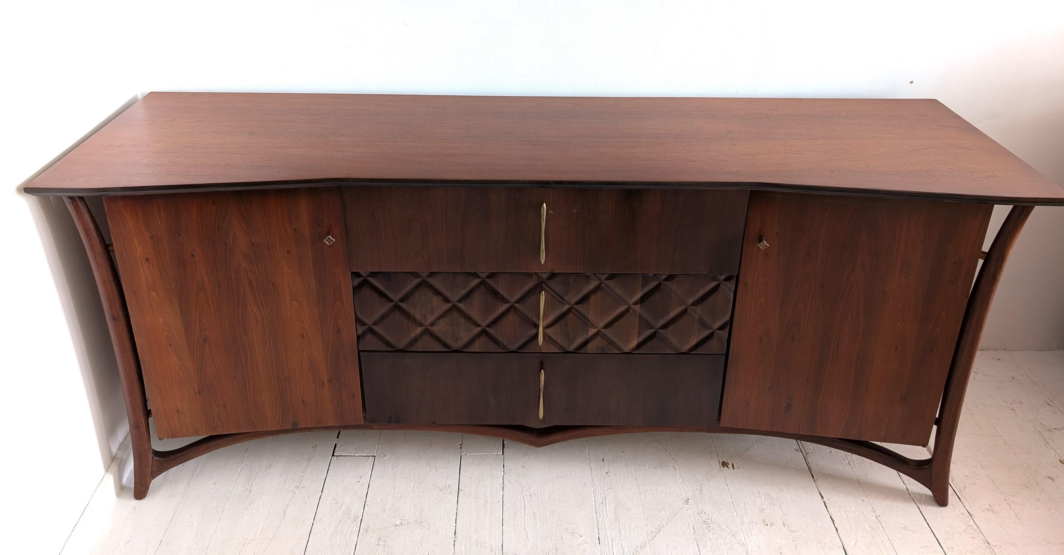 Sculptural vintage Danish midcentury walnut sideboard by Piet Hein, 1960s For Sale 9