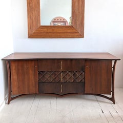 Sculptural vintage Danish midcentury walnut sideboard by Piet Hein, 1960s
