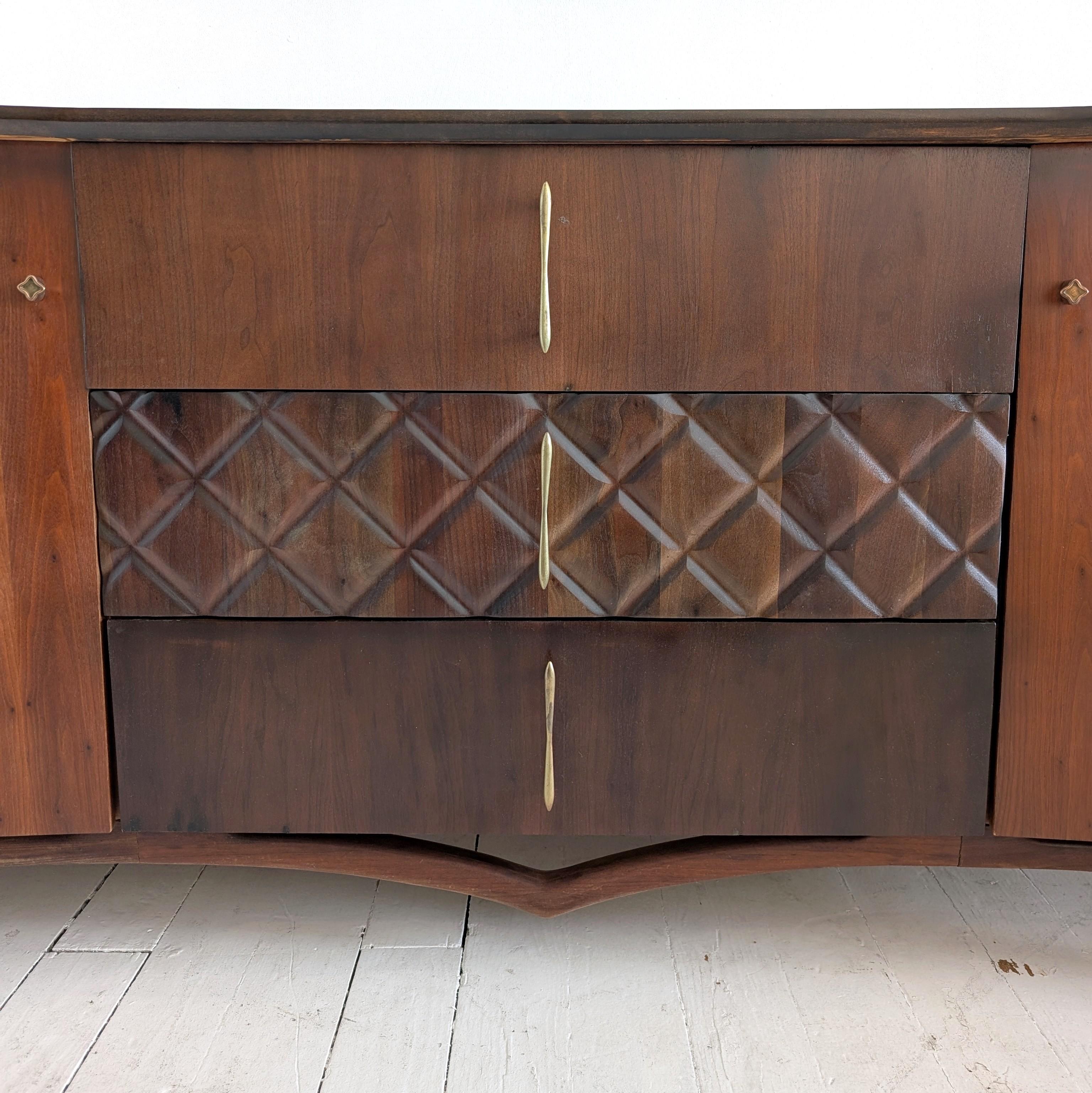 20th Century Sculptural vintage Danish midcentury walnut sideboard by Piet Hein, 1960s For Sale