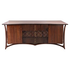 Buffet sculptural vintage danois en noyer du milieu du siècle par Piet Hein, années 1960