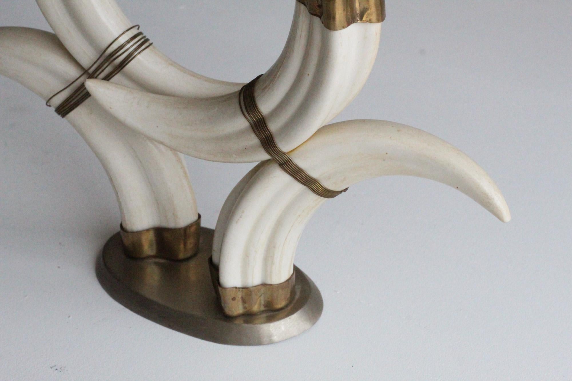 Sculptural Vintage Faux Tusk Horn Candleholder 2