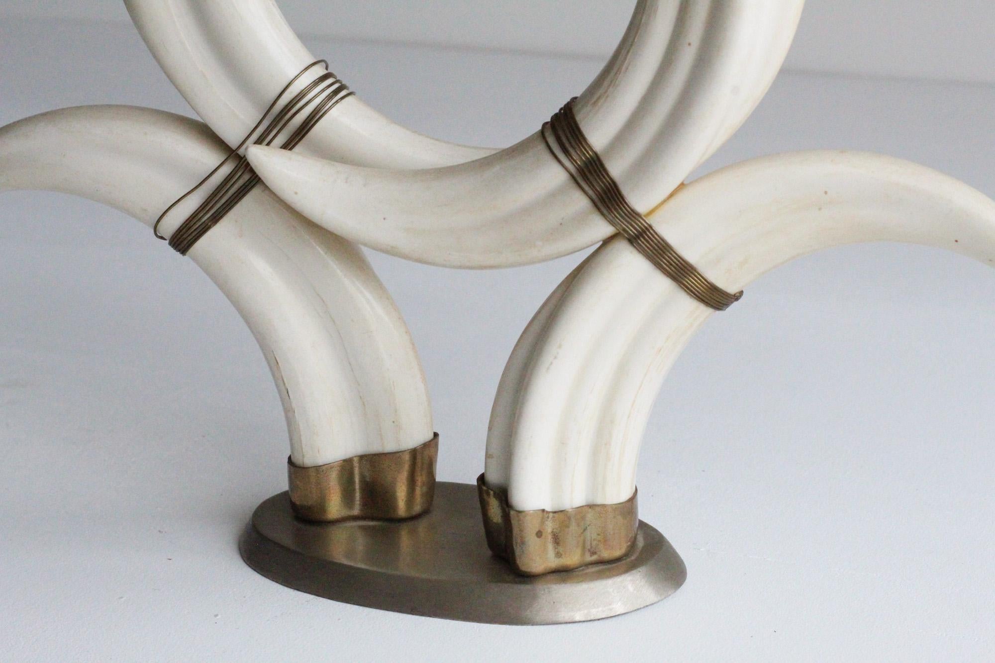 American Sculptural Vintage Faux Tusk Horn Candleholder