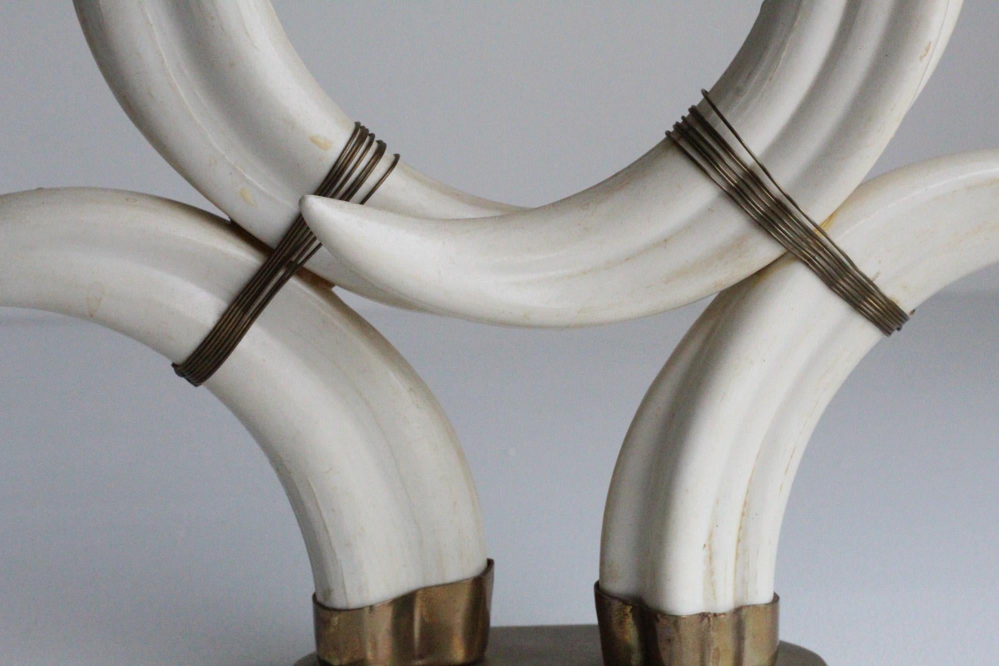 Hand-Crafted Sculptural Vintage Faux Tusk Horn Candleholder