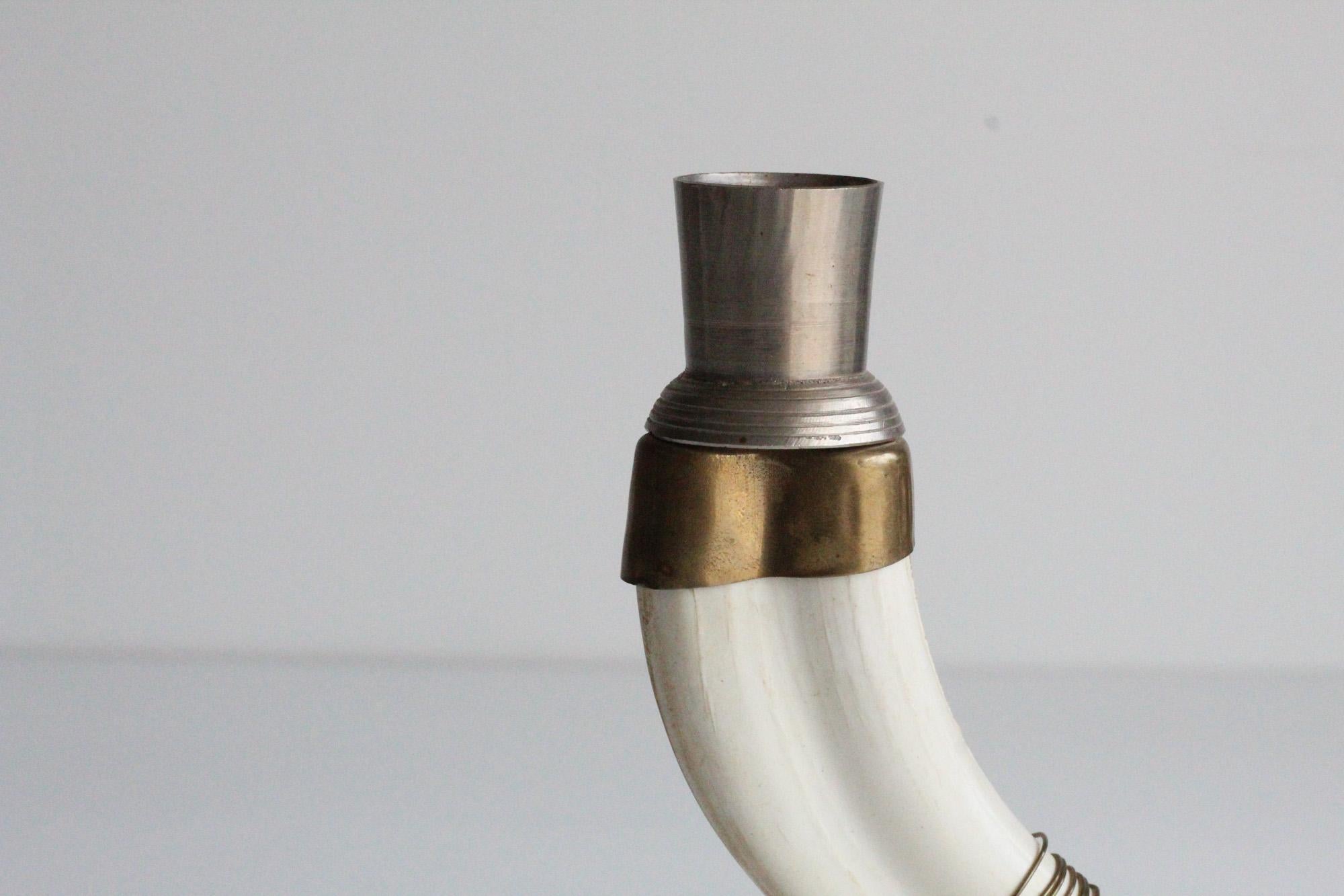 20th Century Sculptural Vintage Faux Tusk Horn Candleholder