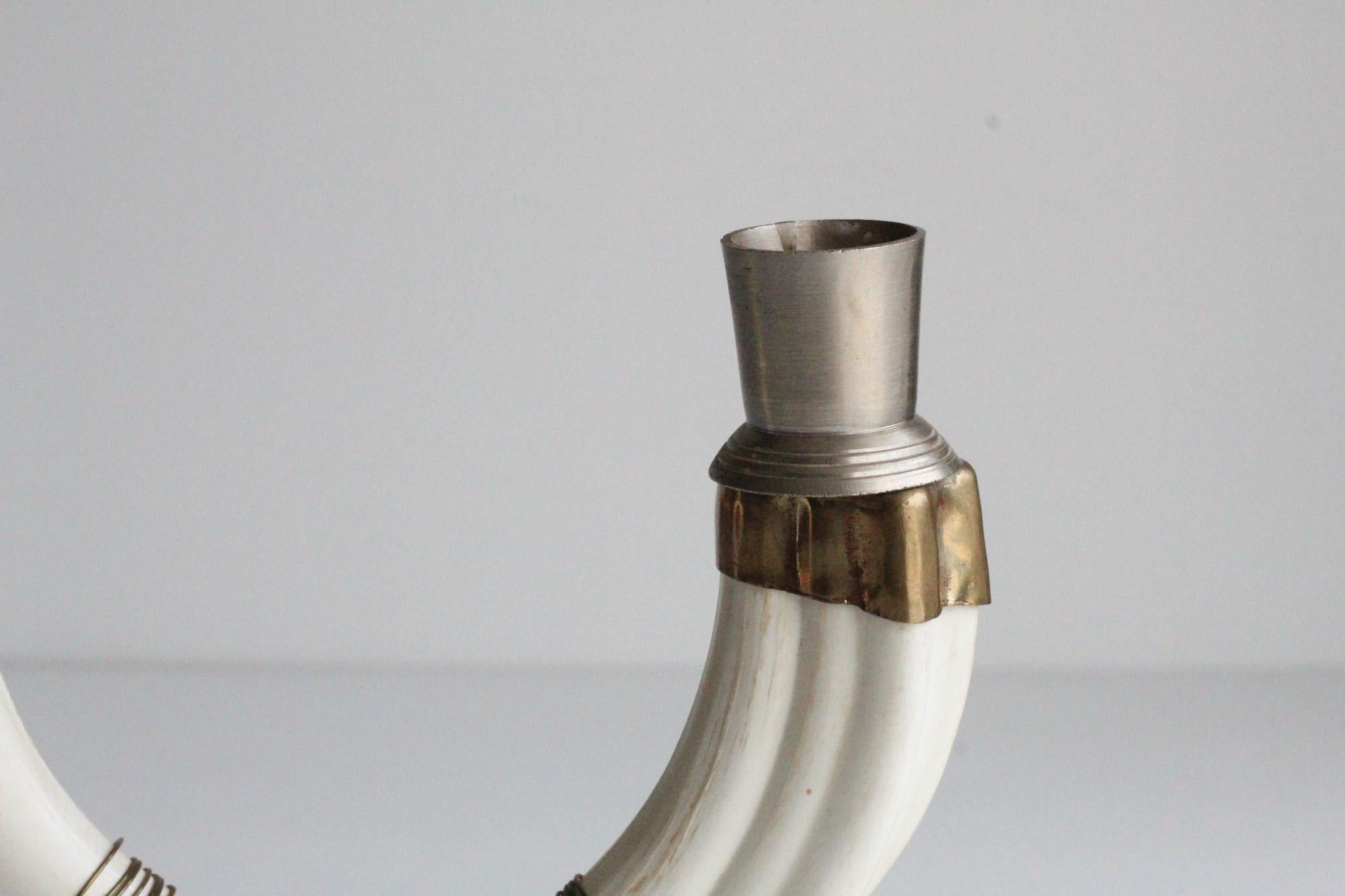 Brass Sculptural Vintage Faux Tusk Horn Candleholder