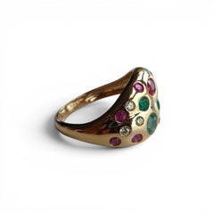 Sculptural Vintage Inspired Ring with Precious Natural Gems