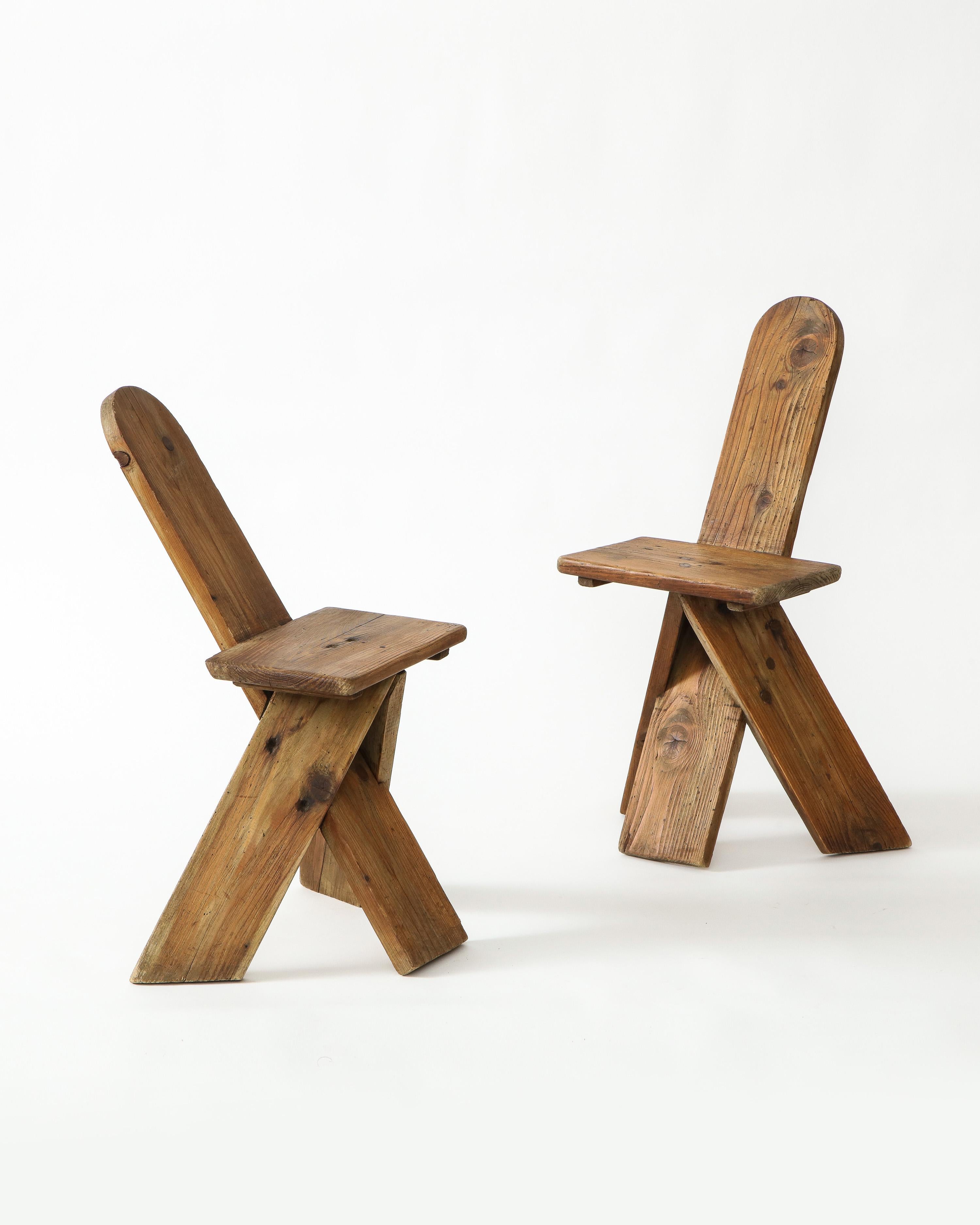 Sculptural Vintage Organic Modern Pine Side Chairs, France, 1960s 5