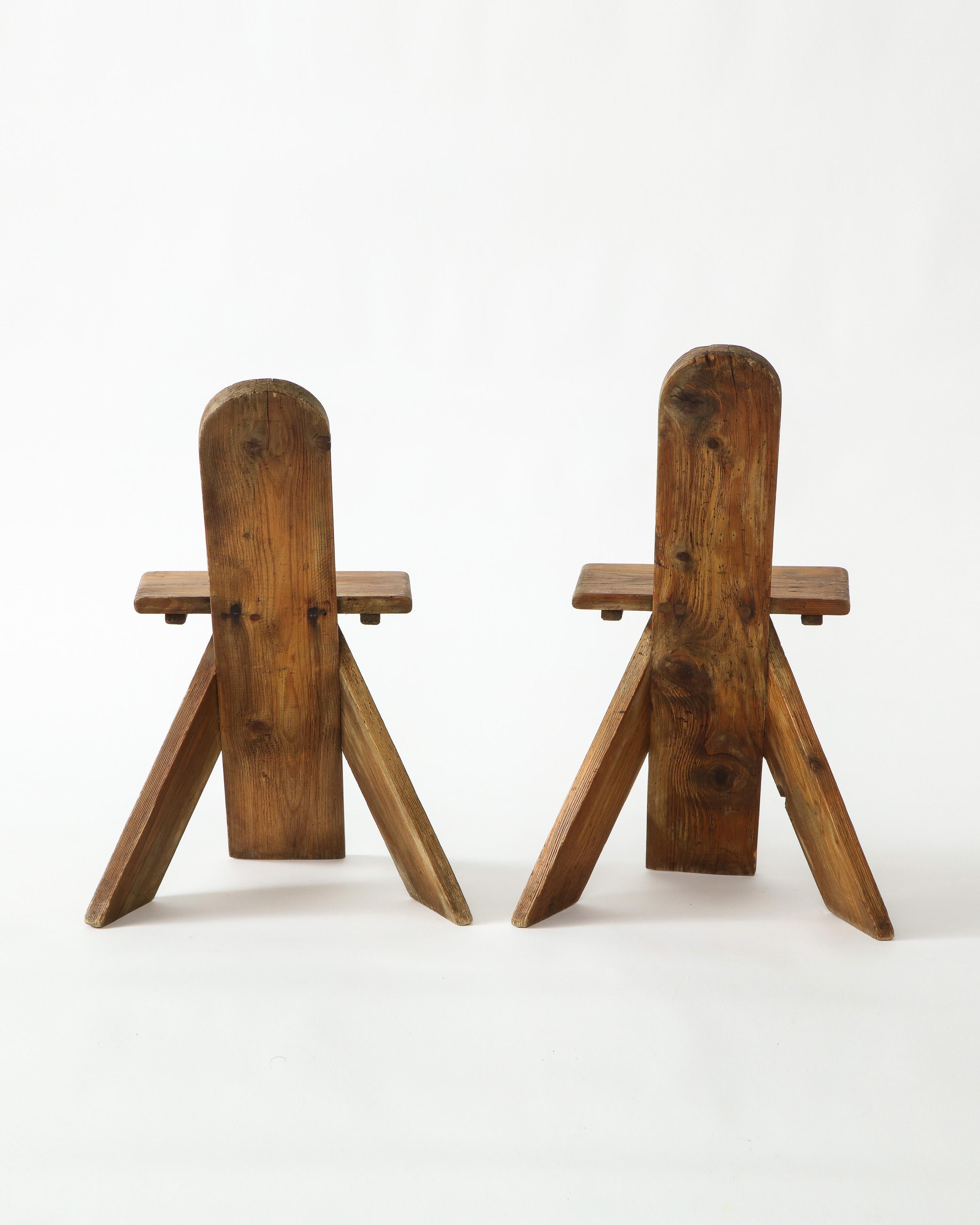 Sculptural Vintage Organic Modern Pine Side Chairs, France, 1960s 2