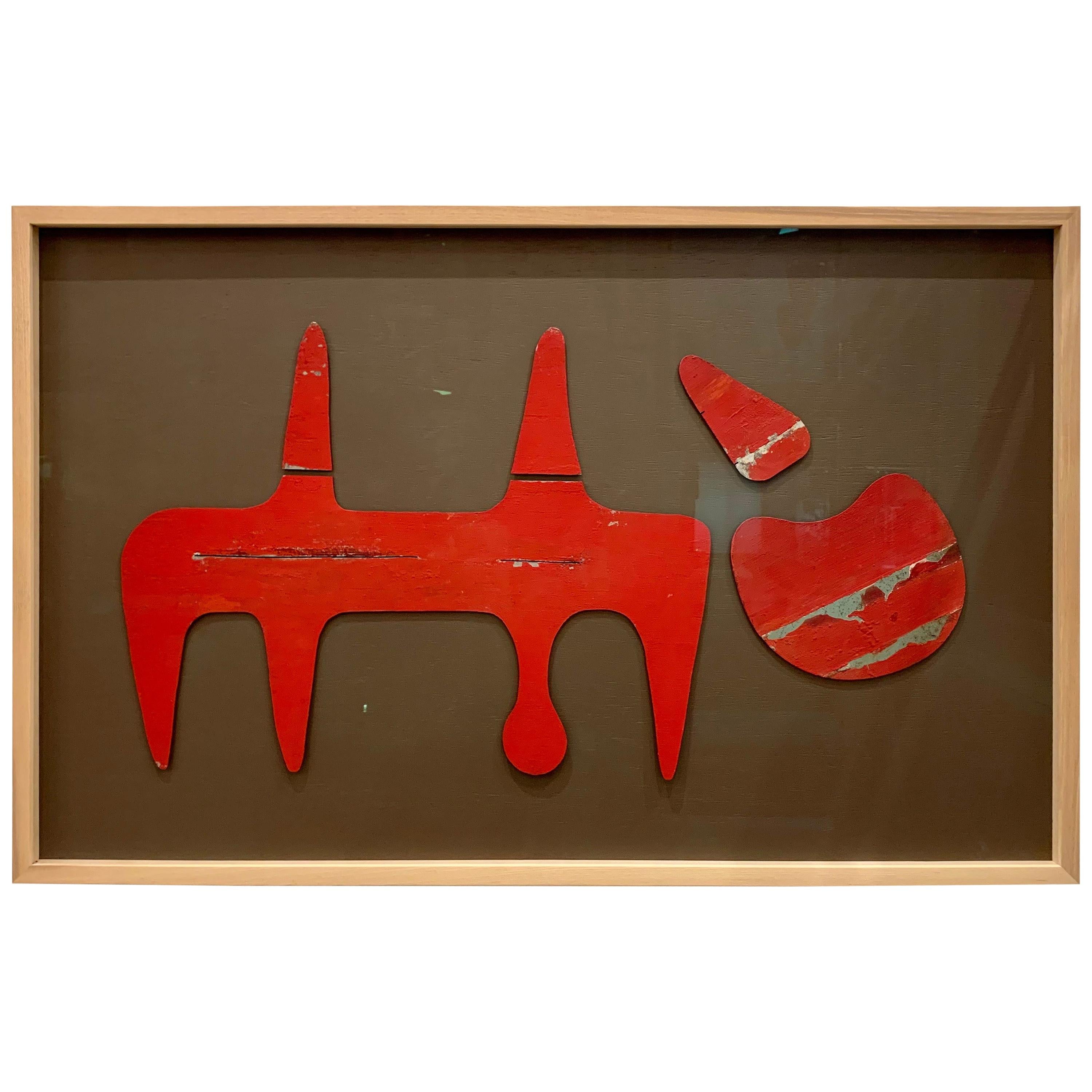 Sculptural Vintage Painted Metal Cut-Outs, Mounted and Framed