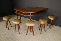 Sculptural Boomerang Bar and Sculpted Leg Barstools, circa 1950's