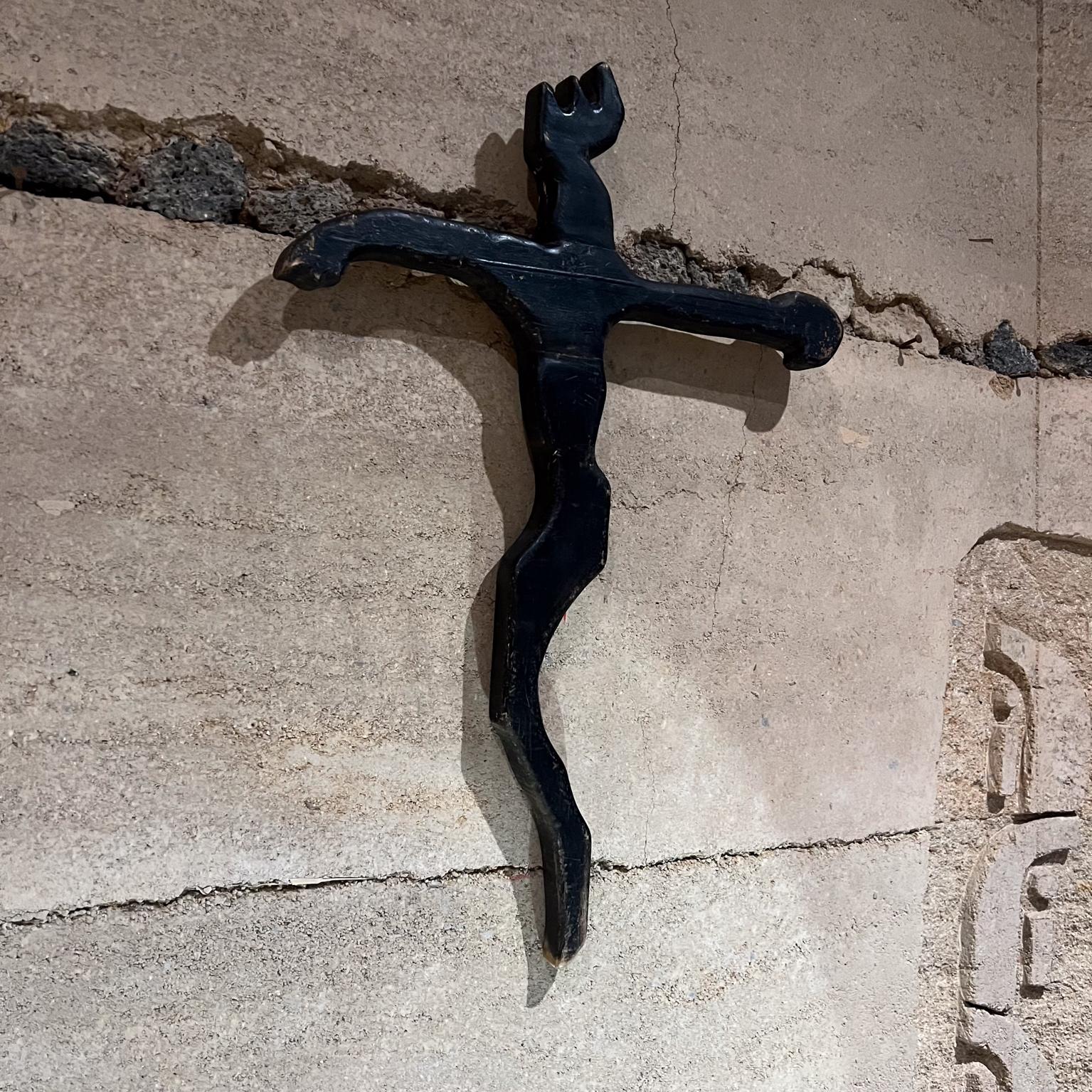 Mid-Century Modern Sculptural Wall Art Abstract Modernist Wood Cross For Sale