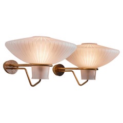 Sculptural Wall Lamps, Erik Gunnar Asplund, Brass and Glass, 1950s
