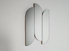 Sculptural wall mirror with brass edges, Italy, 1970s