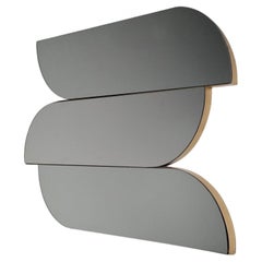 Sculptural wall mirror with brass edges, Italy, 1970s
