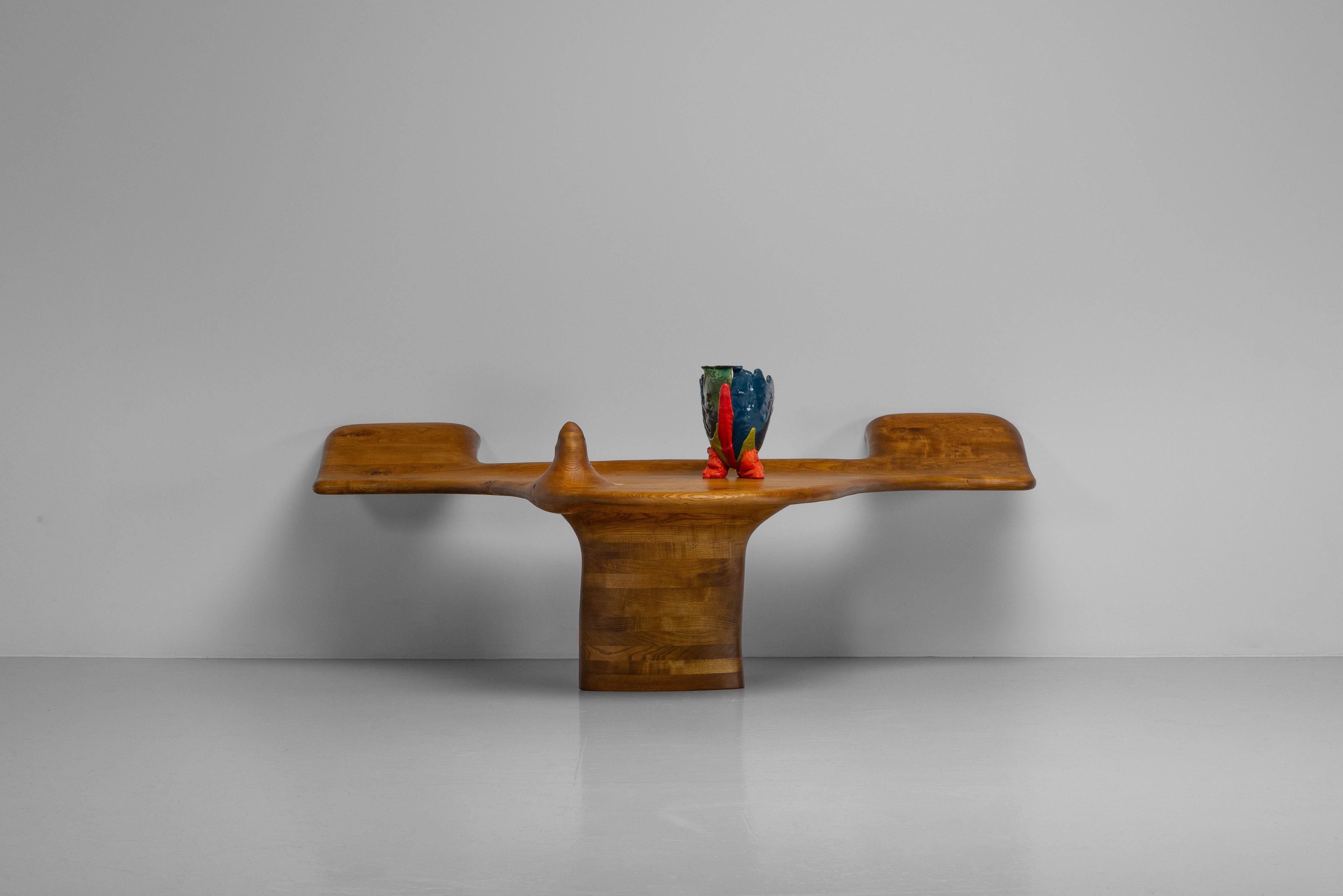Tavolo scultoreo da parete in legno di frassino Wood 1970 in vendita 7
