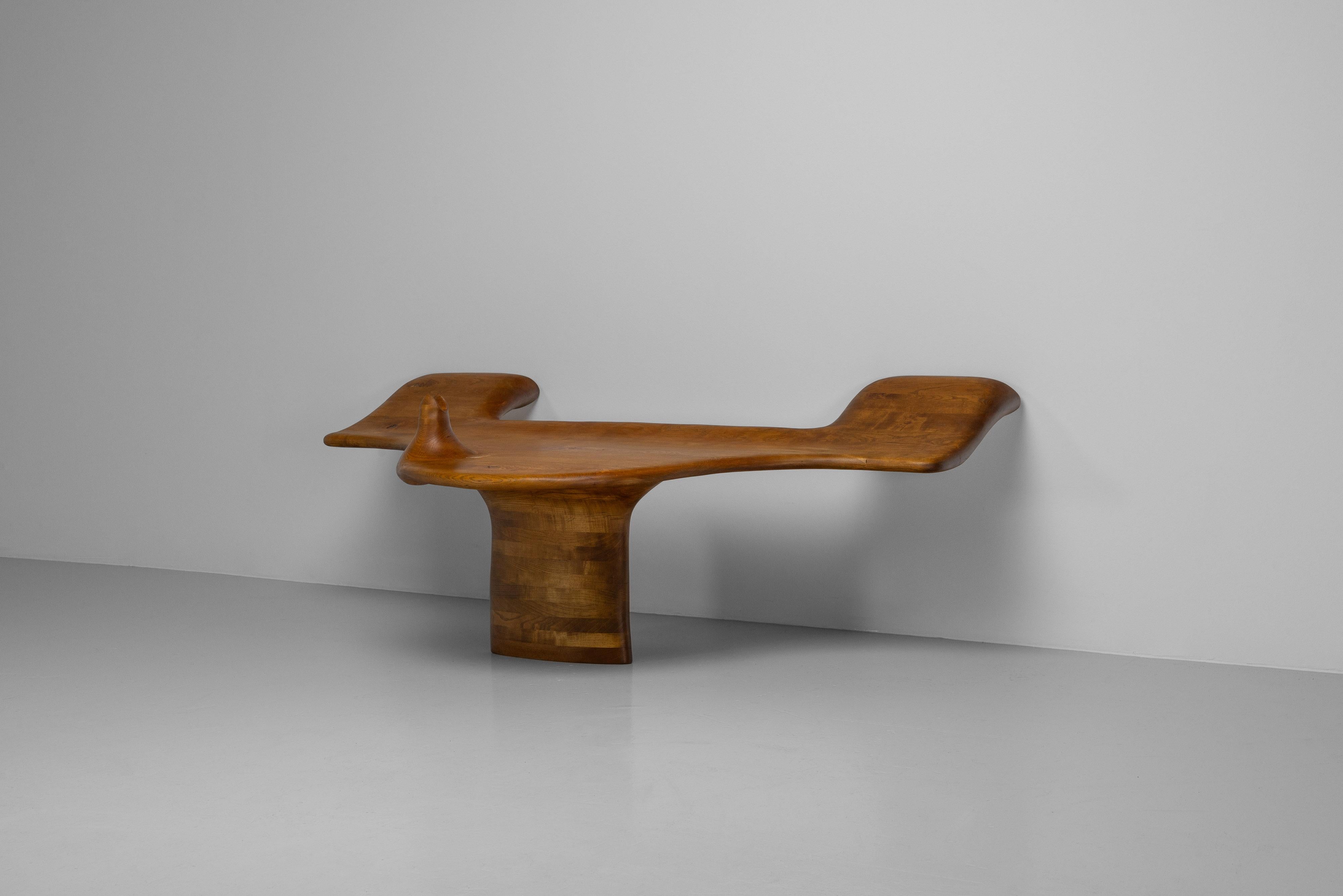 Tavolo scultoreo da parete in legno di frassino Wood 1970 In condizioni buone in vendita a Roosendaal, Noord Brabant