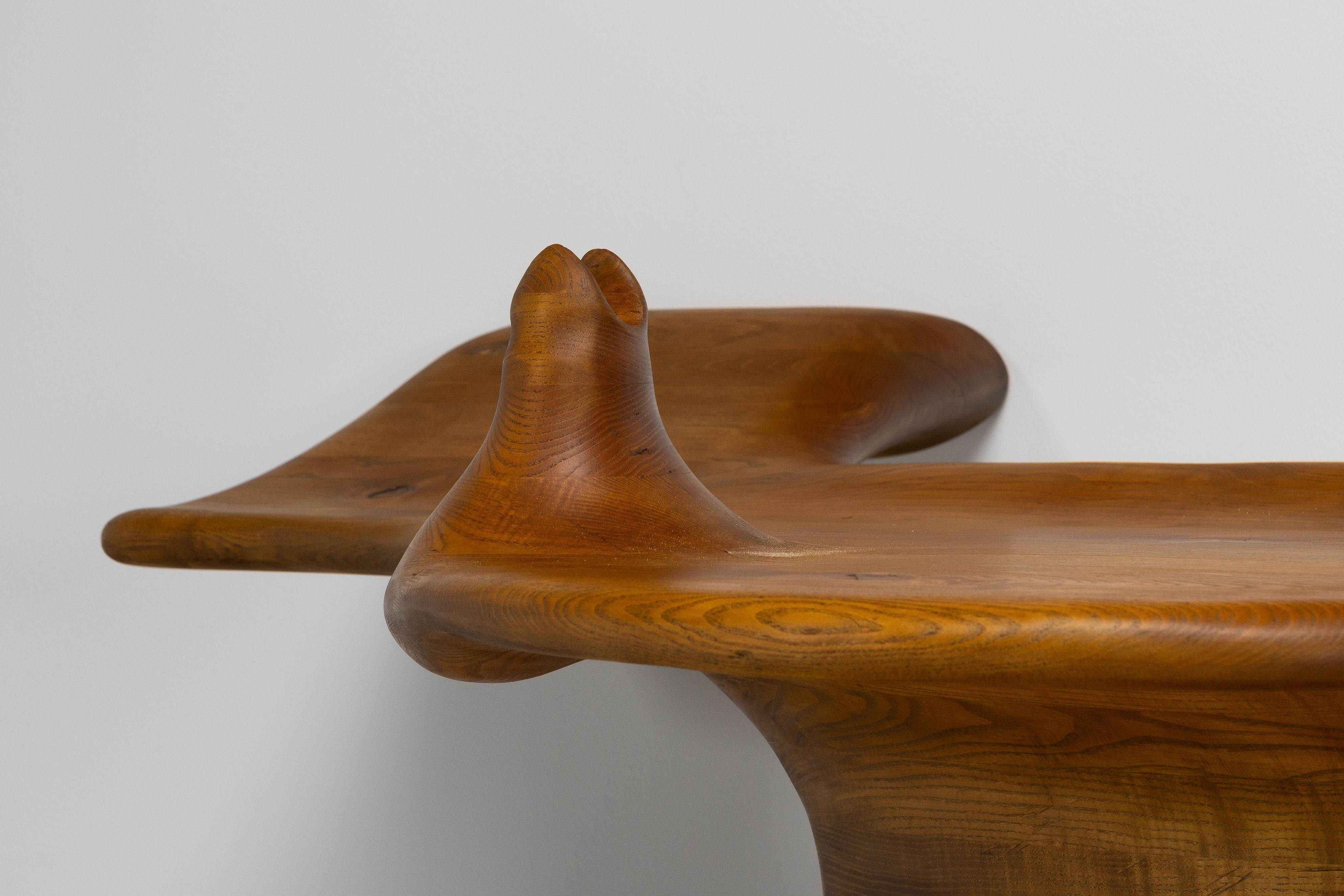 Fine XX secolo Tavolo scultoreo da parete in legno di frassino Wood 1970 in vendita