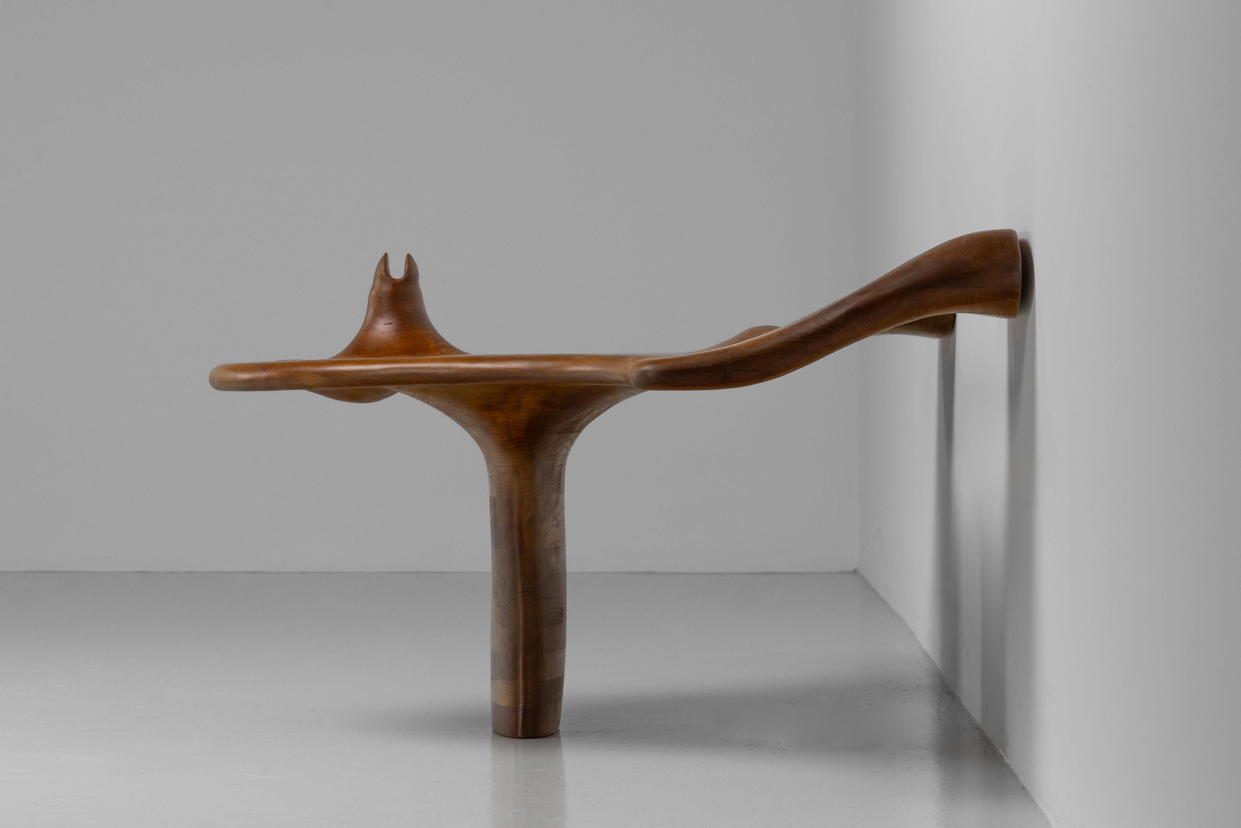 Tavolo scultoreo da parete in legno di frassino Wood 1970 in vendita 2