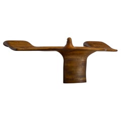 Vintage Sculptural wall mounted table in ash wood Netherlands 1970