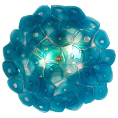 Sculptural Wall Sconce in Slumped and Fused Blue Glass by Jeff Zimmerman, 2018