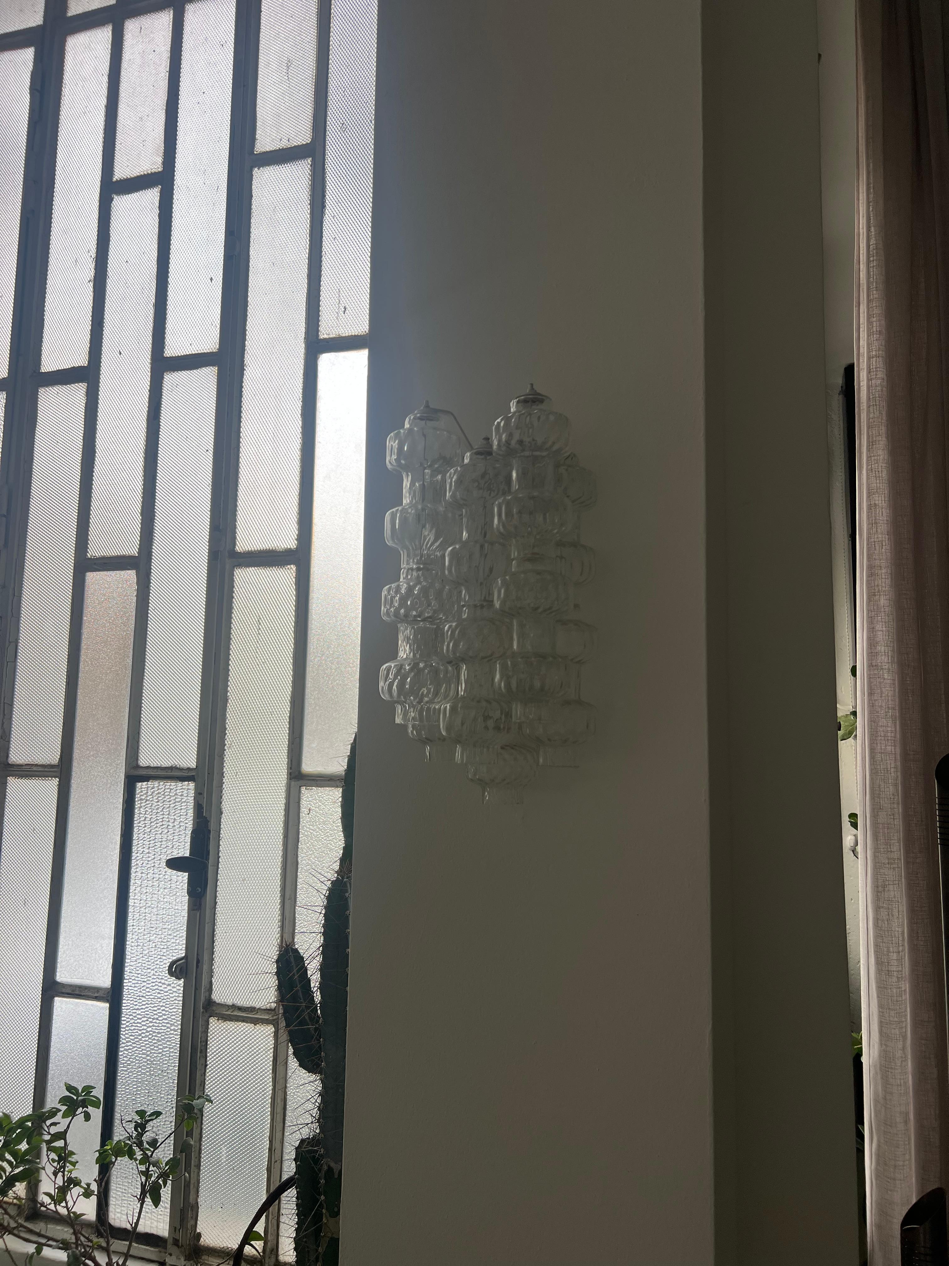 Aplique escultórico con cristales transparentes, Archimede Seguso , Murano 1960 Moderno en venta