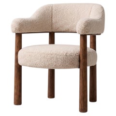 Sculptural Walnut and Bouclé Dining Chair - Ripple No. 1 By Sidani Design