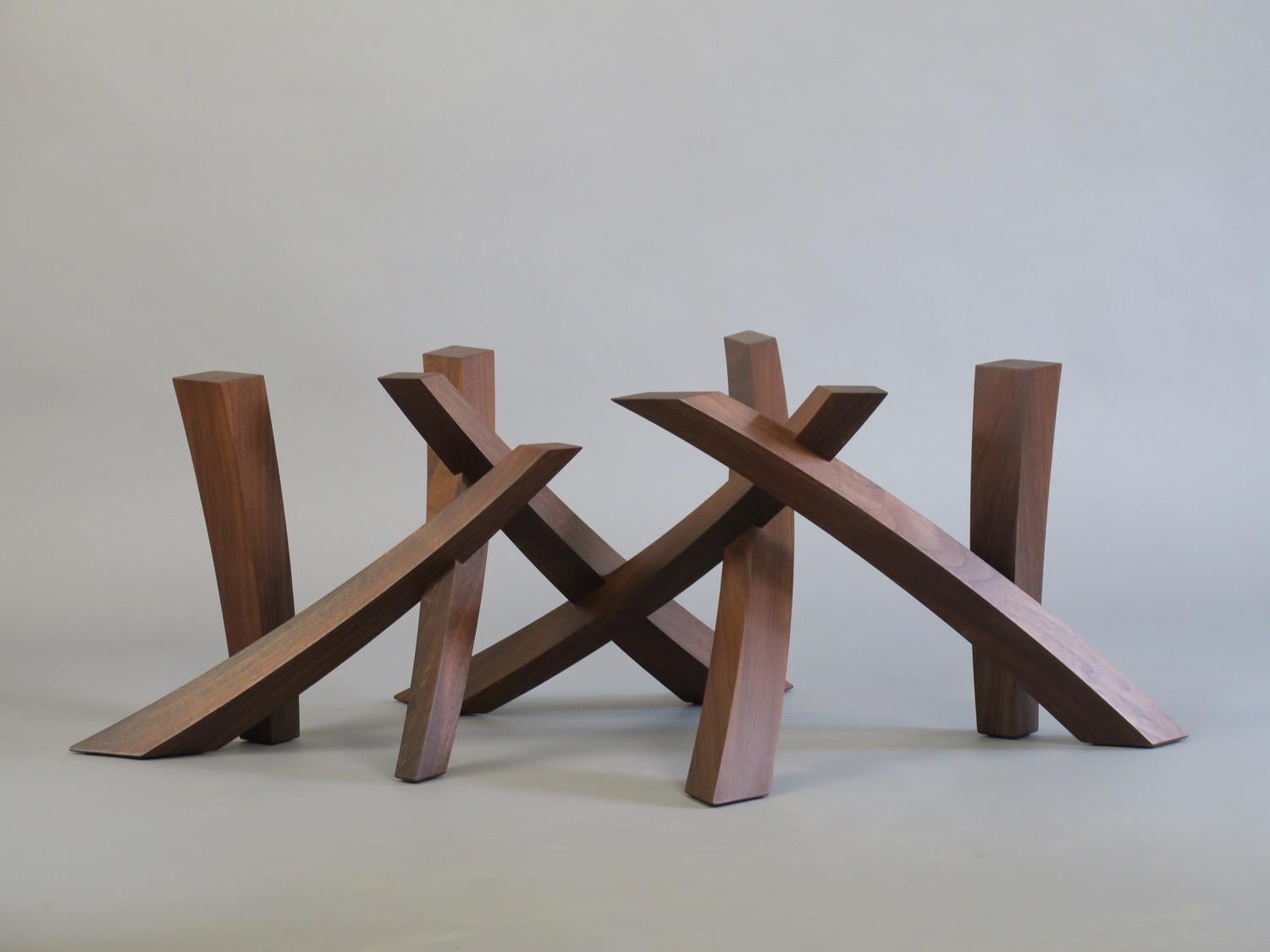 Table basse sculpturale en noyer et verre de Thomas Throop/Noir Creek Designs en vente 3