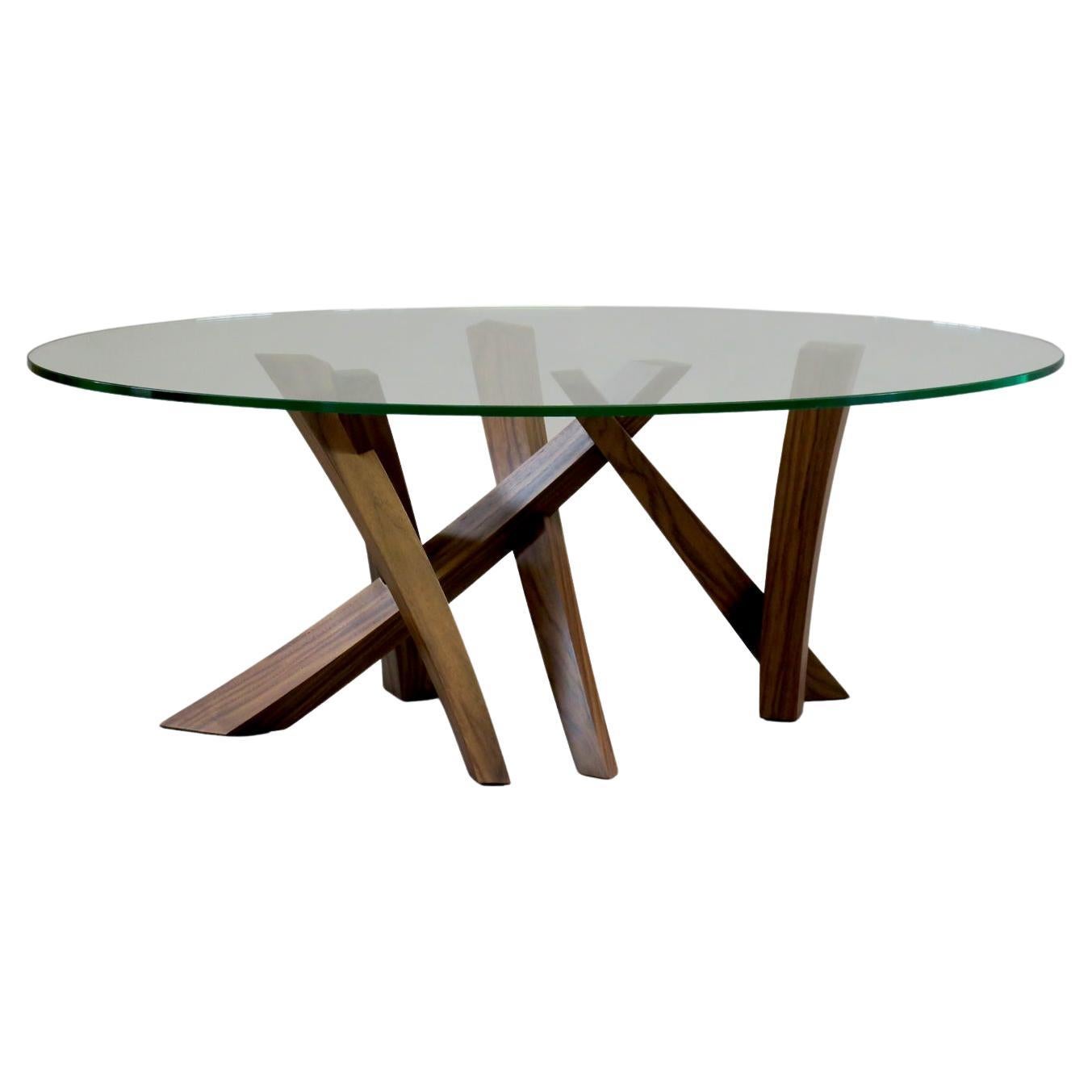 Sculptural Walnut and Glass Coffee Table by Thomas Throop/ Black Creek Designs For Sale