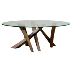 Table basse sculpturale en noyer et verre de Thomas Throop/Noir Creek Designs