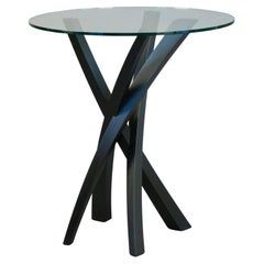 Sculptural Walnut Glass Round Side Table by Thomas Throop Black Creek Designs