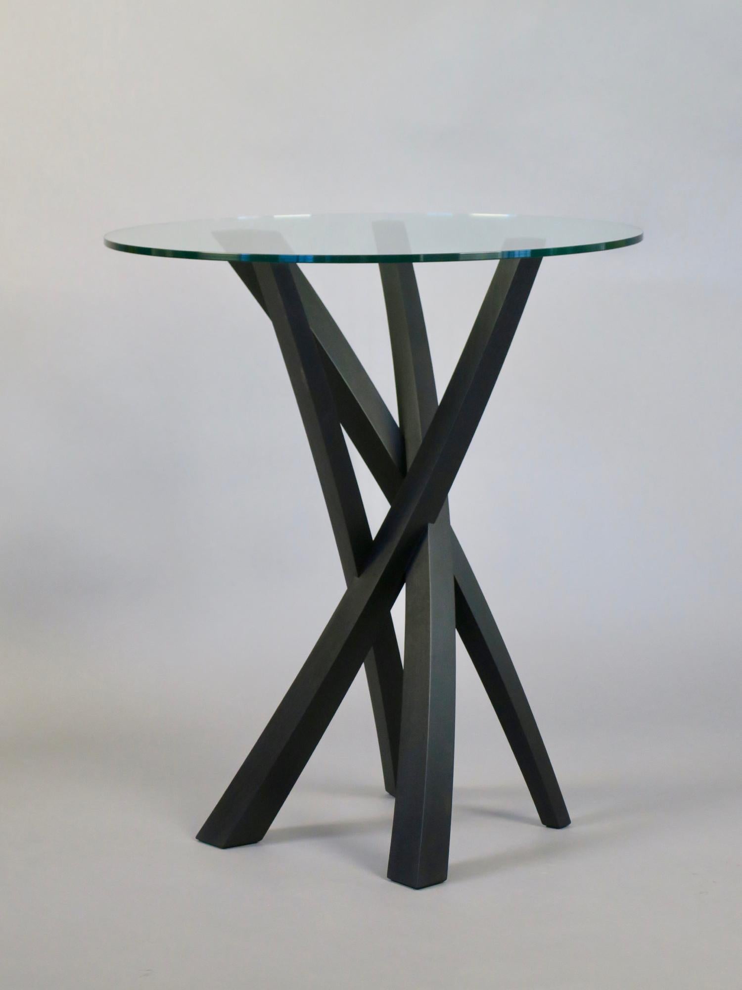 Contemporary Sculptural Walnut and Glass Side Table by Thomas Throop/ Black Creek Designs For Sale