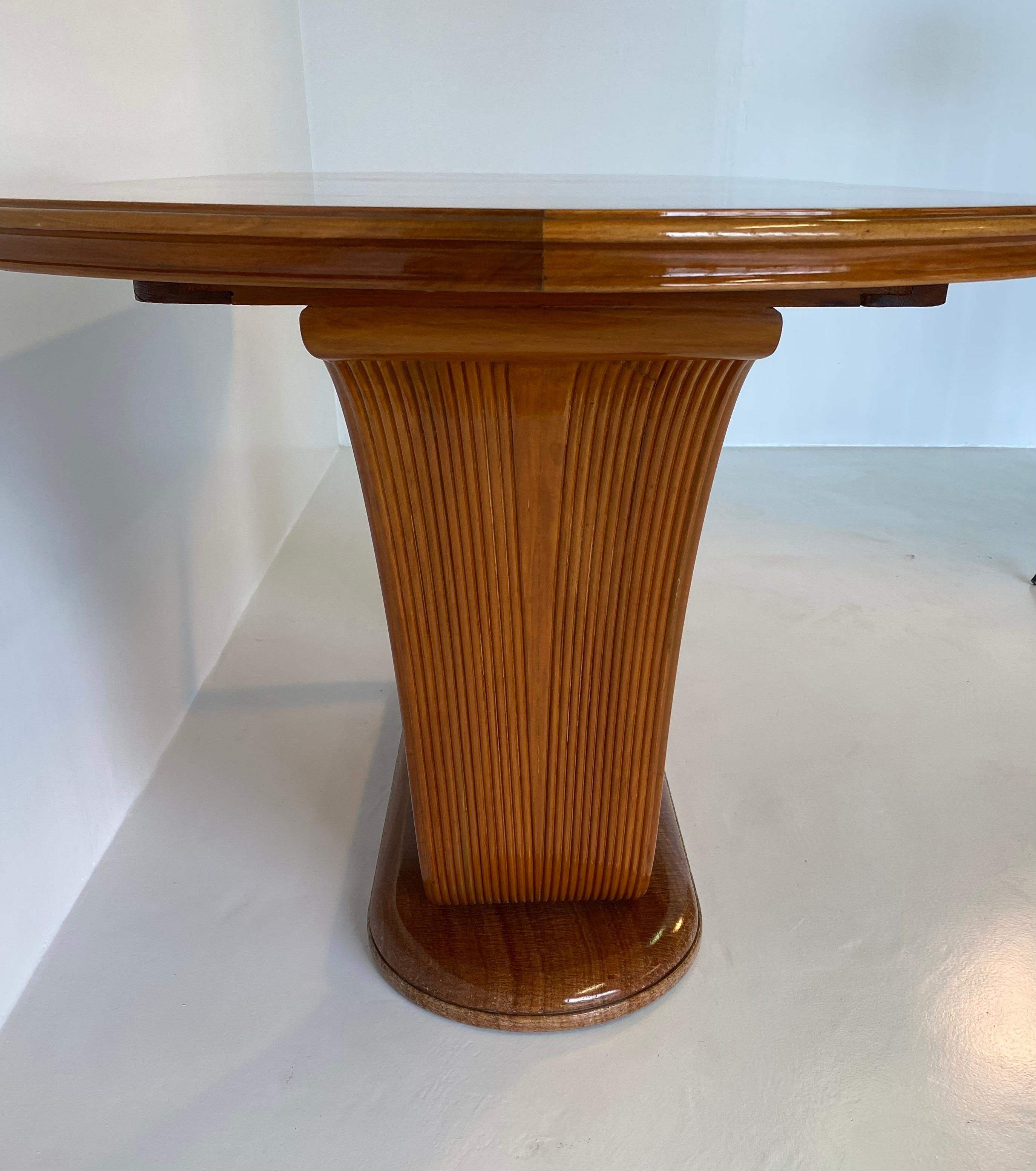 Italian Sculptural Walnut and Marble Dining Table, 1940s