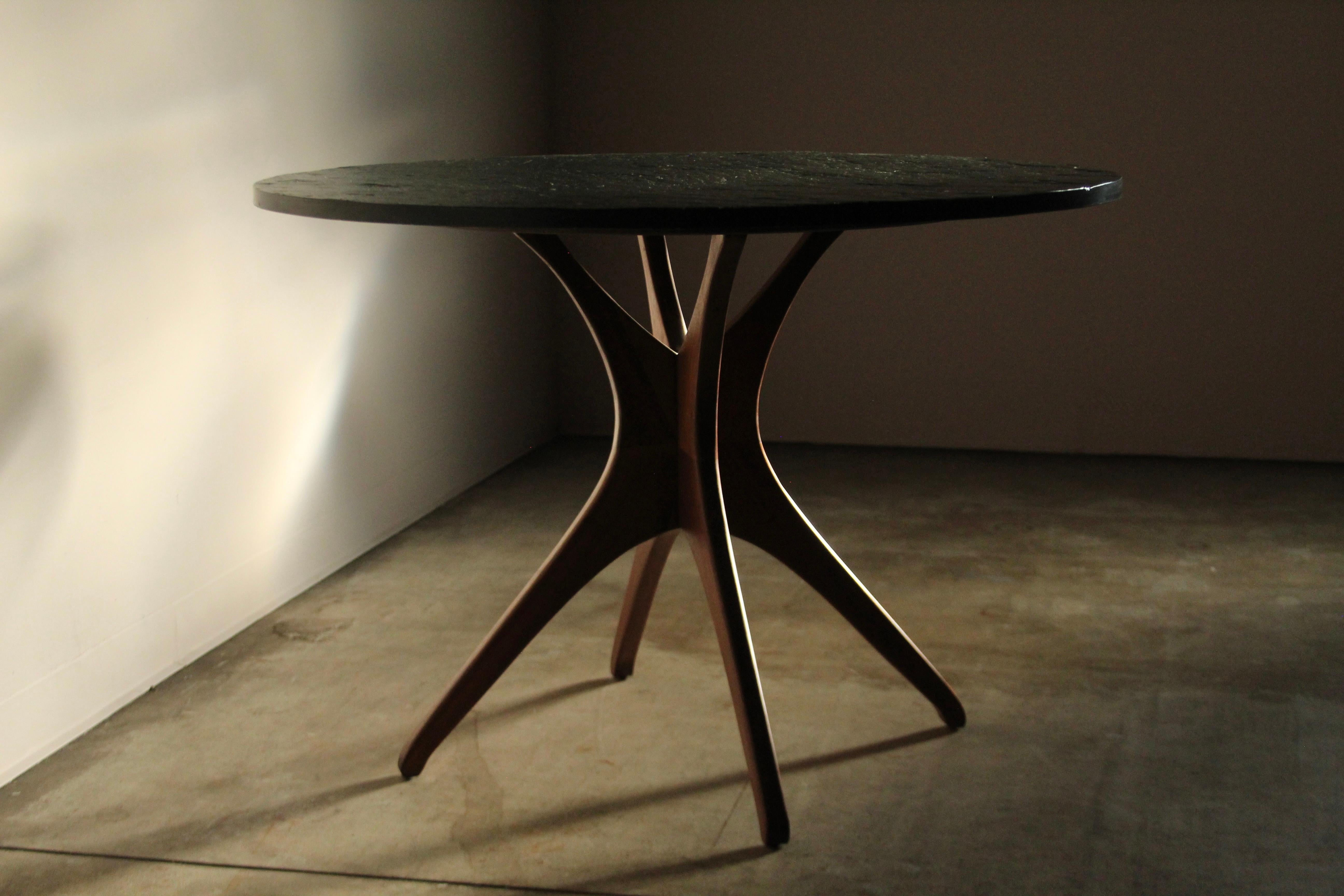 Mid-Century Organic Modern Sculptural Walnut and Slate Dining Table For Sale 5