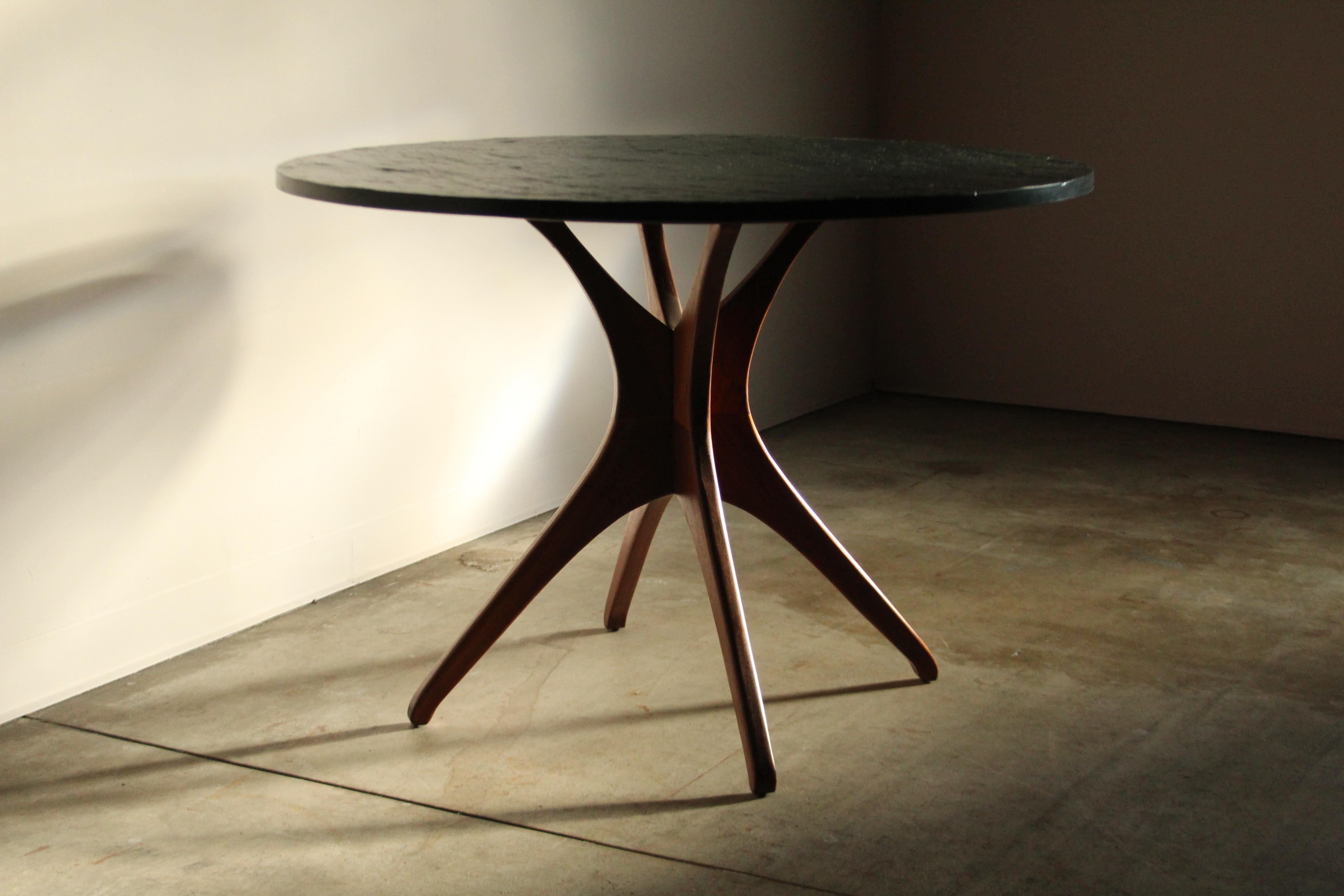 Mid-Century Organic Modern Sculptural Walnut and Slate Dining Table For Sale 6