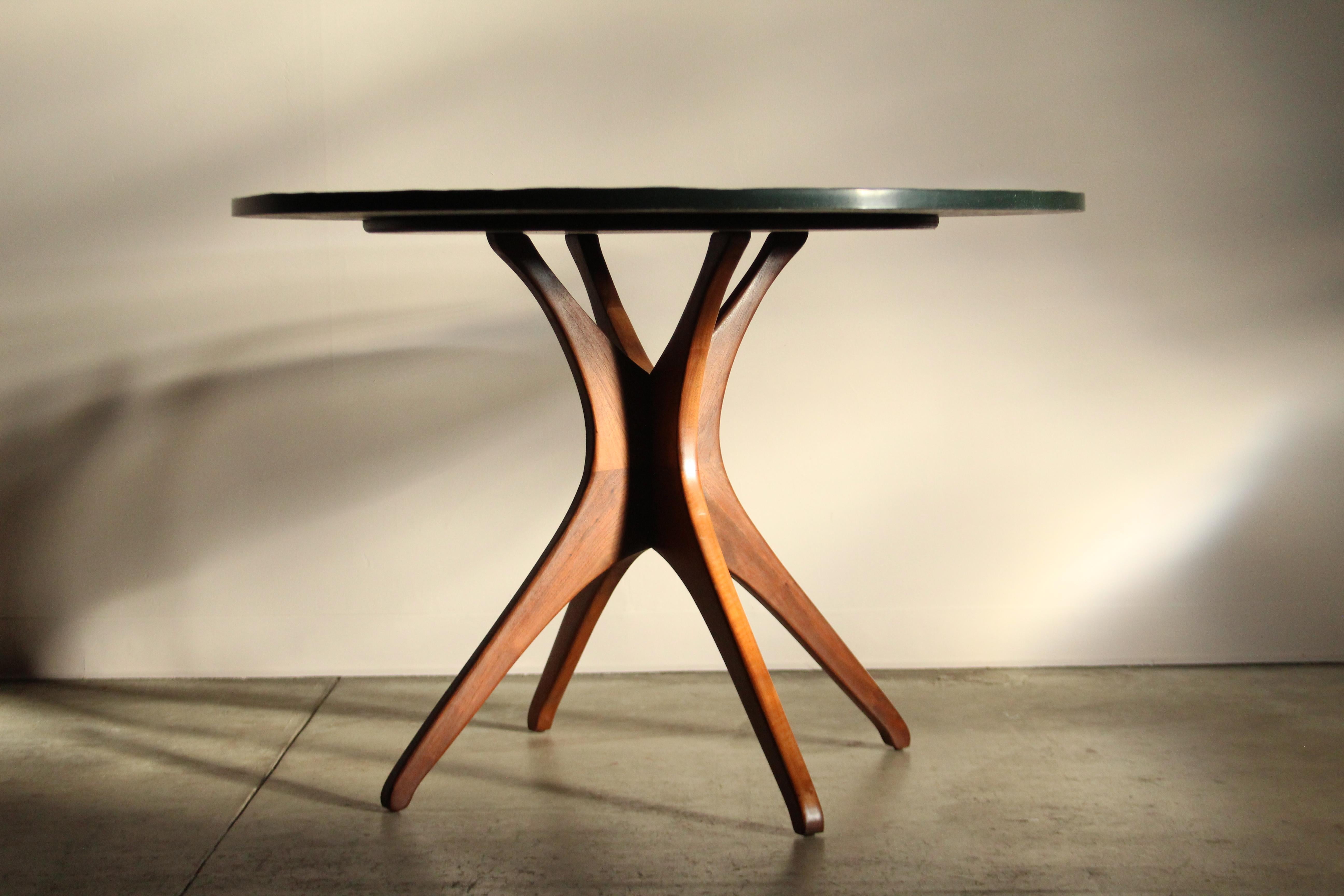 Mid-Century Organic Modern Sculptural Walnut and Slate Dining Table For Sale 7