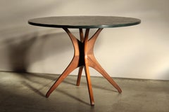 Table de salle à manger sculpturale en noyer et ardoise d'après Vladimir Kagan, années 1950