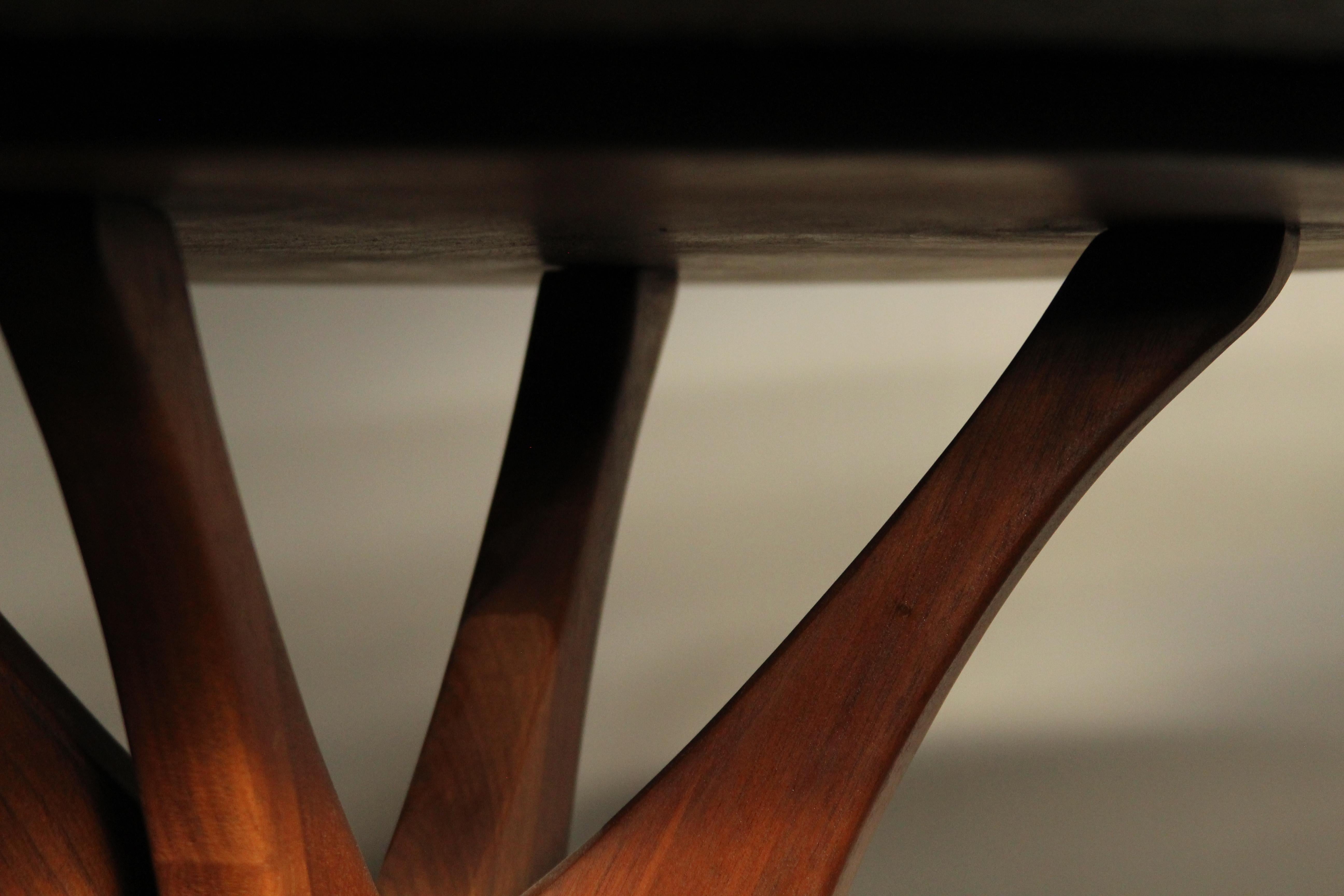 Mid-Century Organic Modern Sculptural Walnut and Slate Dining Table For Sale 1