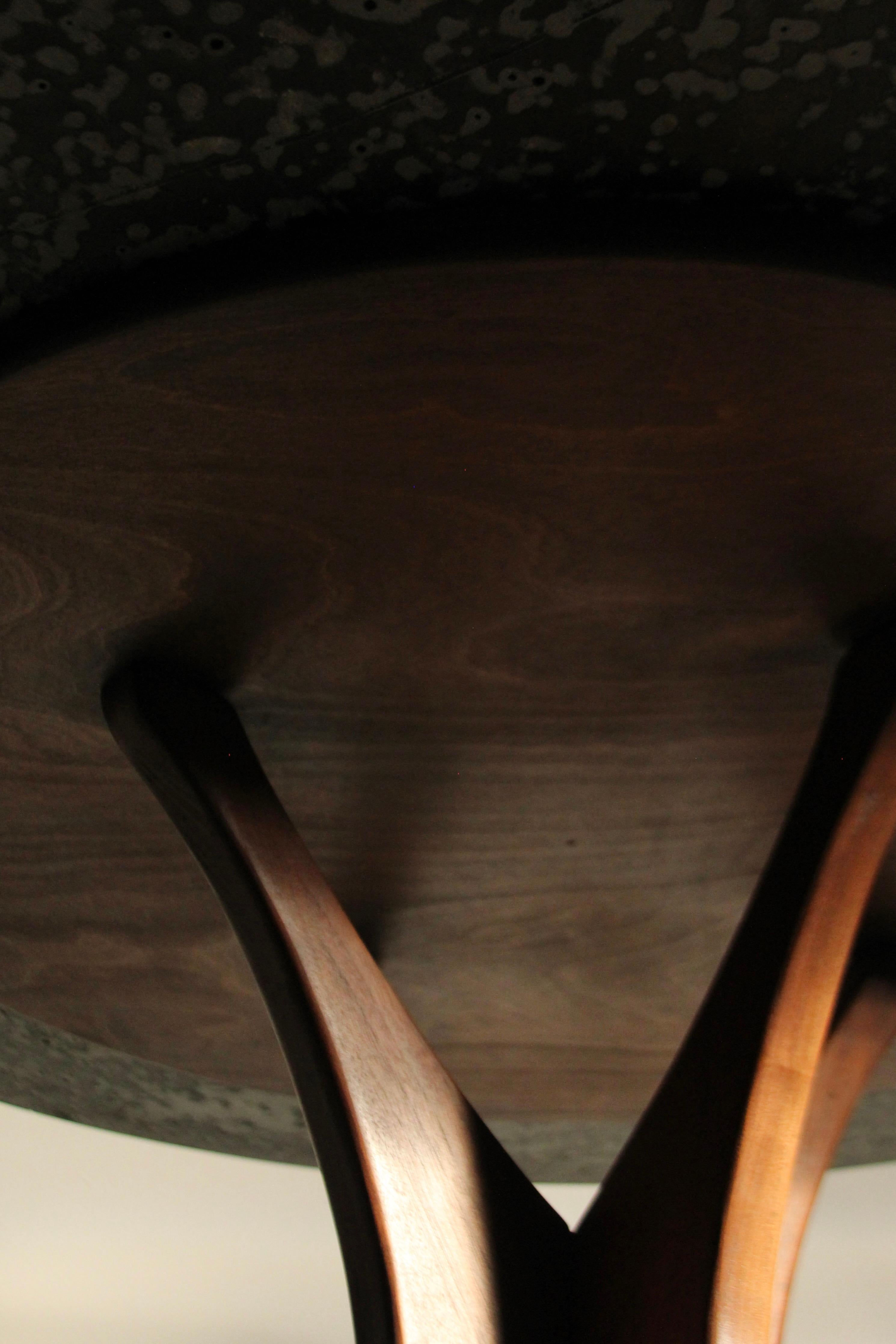 Mid-Century Organic Modern Sculptural Walnut and Slate Dining Table For Sale 3