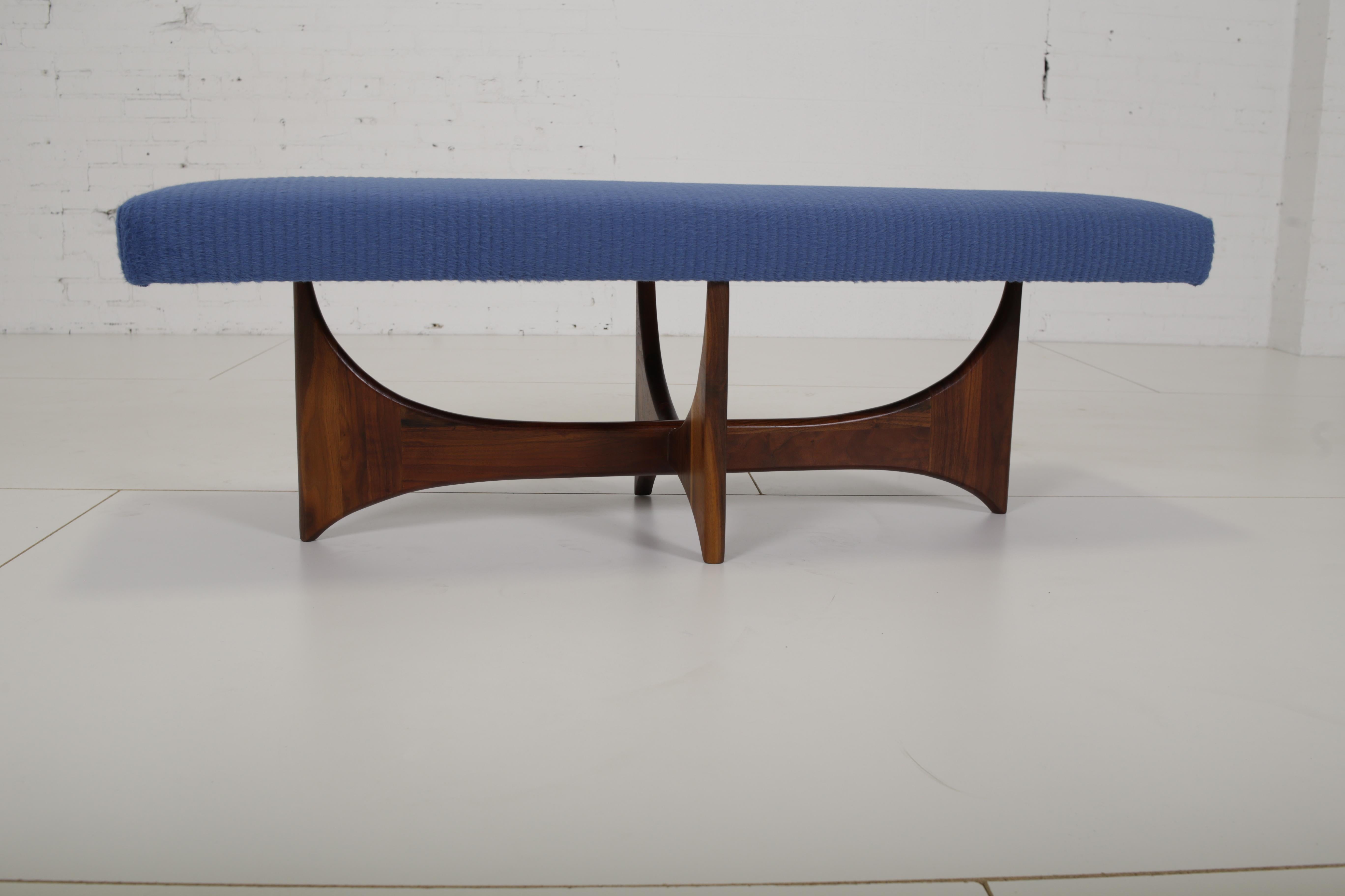 Mid-Century Modern Sculptural Walnut Bench 